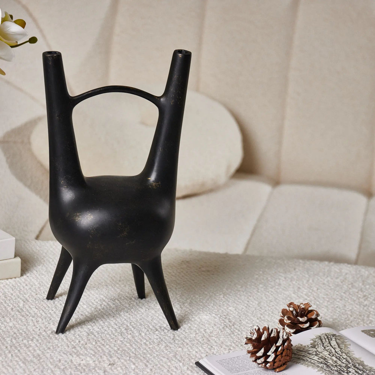 Dekorative-Vase - mit zwei Öffnungen - Vase Langstielige Blumen Bosfor