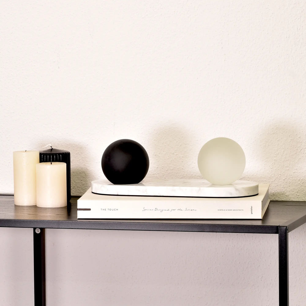 Dekoobjekt - Tablett mit Kugeln Carrara-Marmor – Dekoplatte – Designtablett Equilibrio