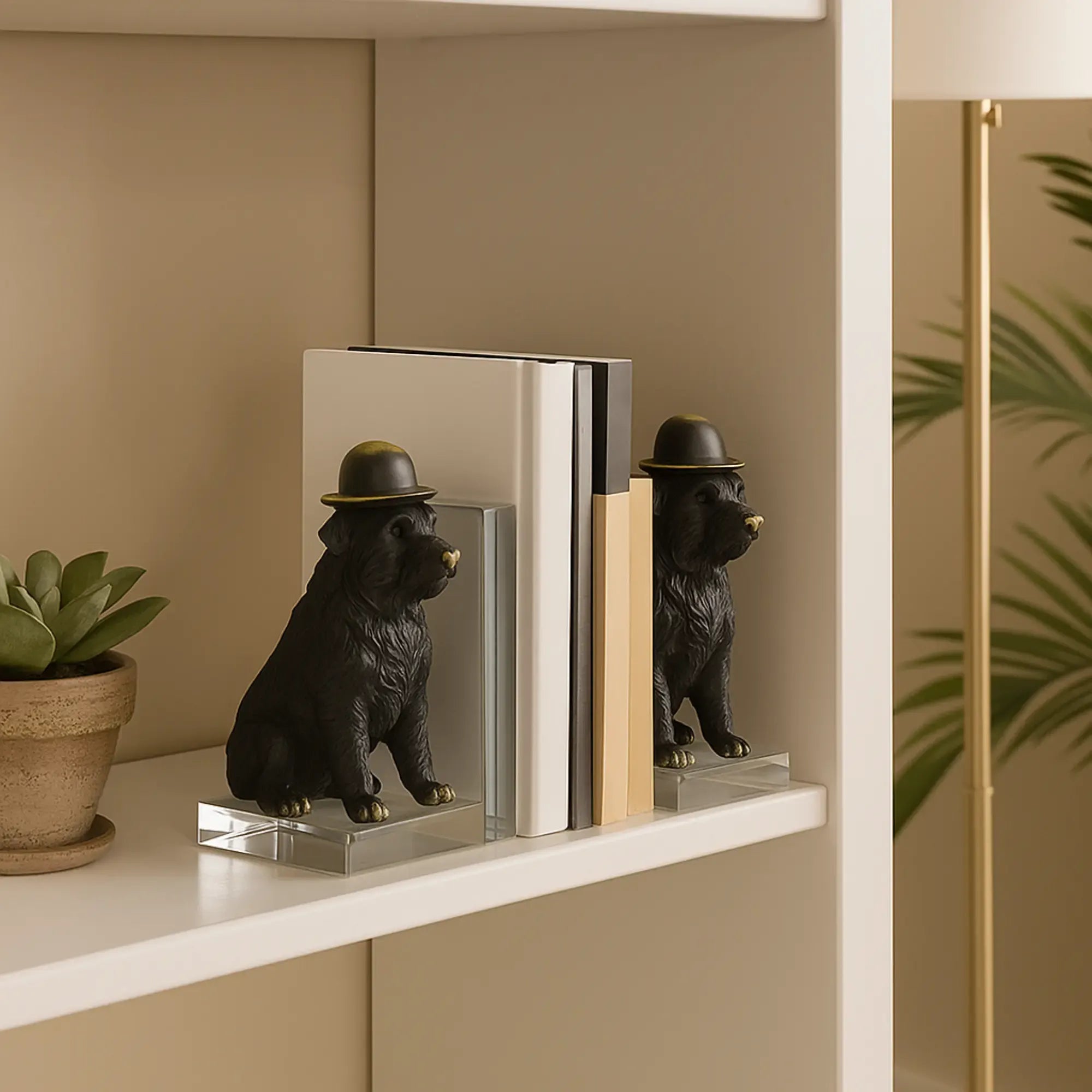 Buchstütze - SET mit zwei Hunden - Buchhalter Deko-Objekt Dogy