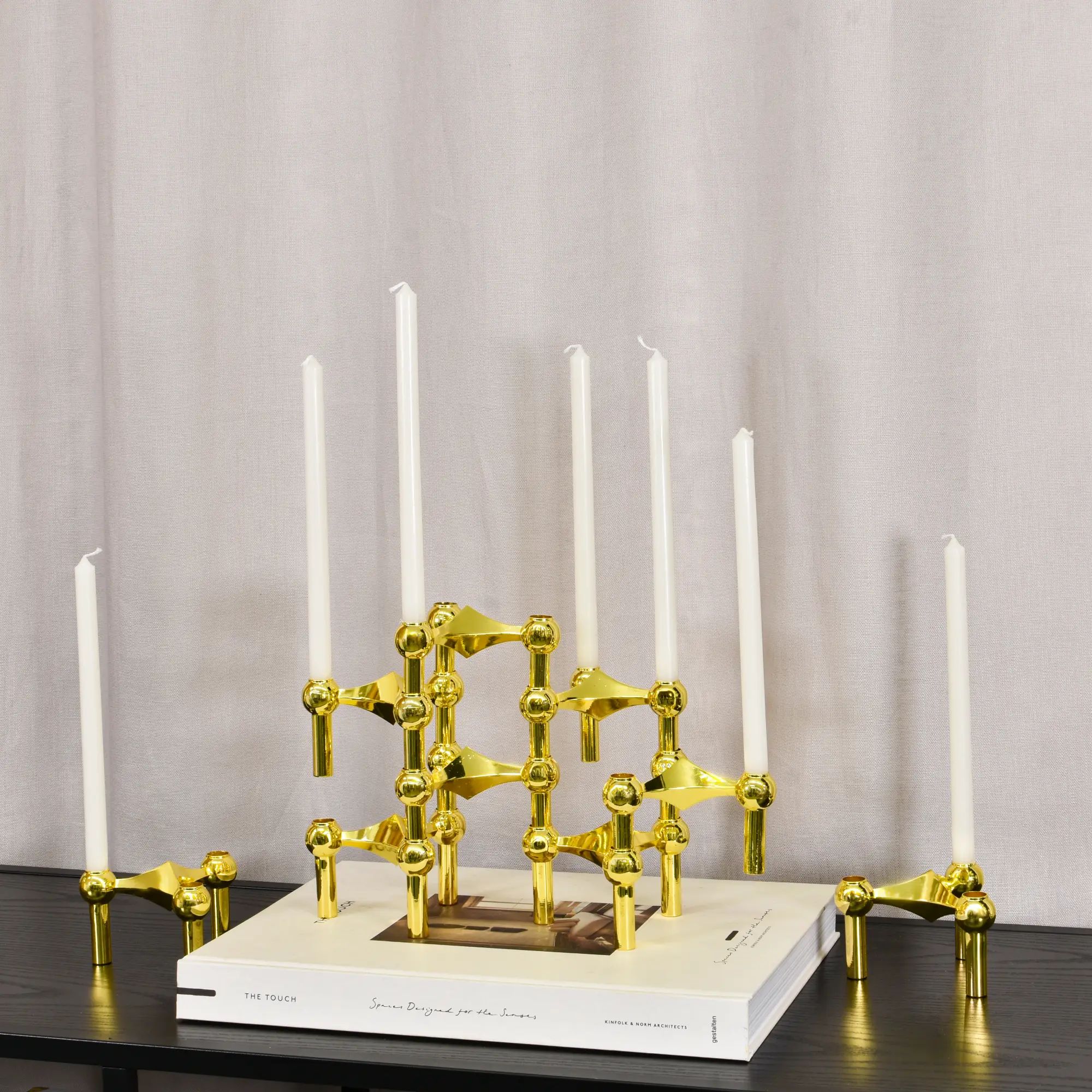 Kerzenständer - Modularer Design-Leuchter Nagel Stapelbar Triade Aurea Gold