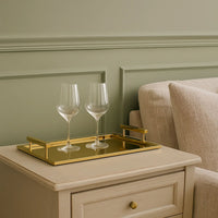 Serviertablett - mit Griff Gold - Edles Tragetablett rechteckig Glatis