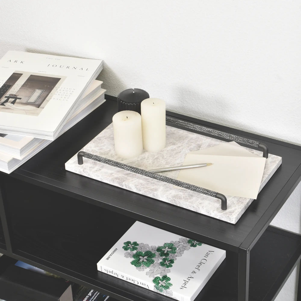 Tablett - Marmor mit Griffleisten - Edles Präsentiertablett – Design Serviertablett Pietra