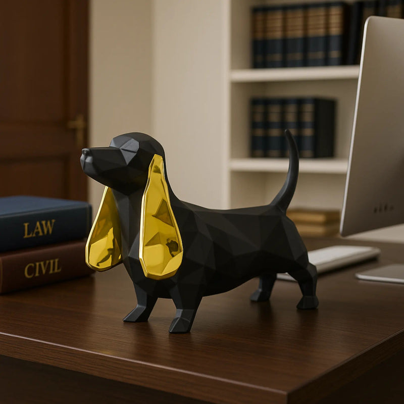 Tierfigur - Dackel - Hundfigur eckig mit Gold oder Roten ohren Teckel