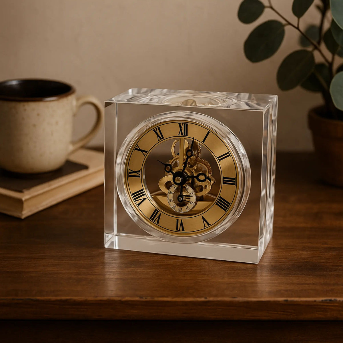 Deko-Tischuhr - klassisch - Standuhr transparent Kristalluhr Nobilis