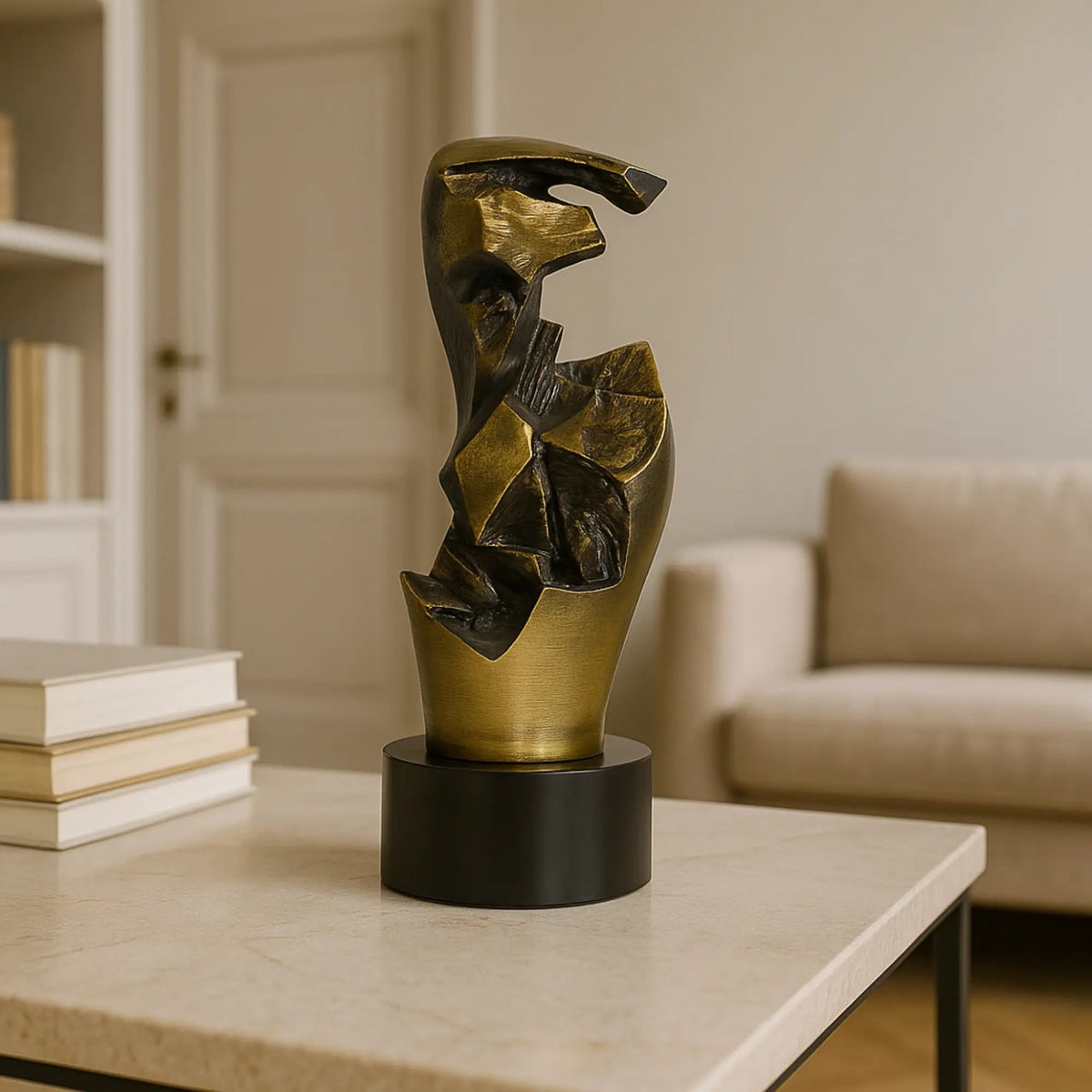 Stahlfigur - Moderne Metallskulptur - Abstraktes Deko-Objekt goldene Skulptur Eclipse