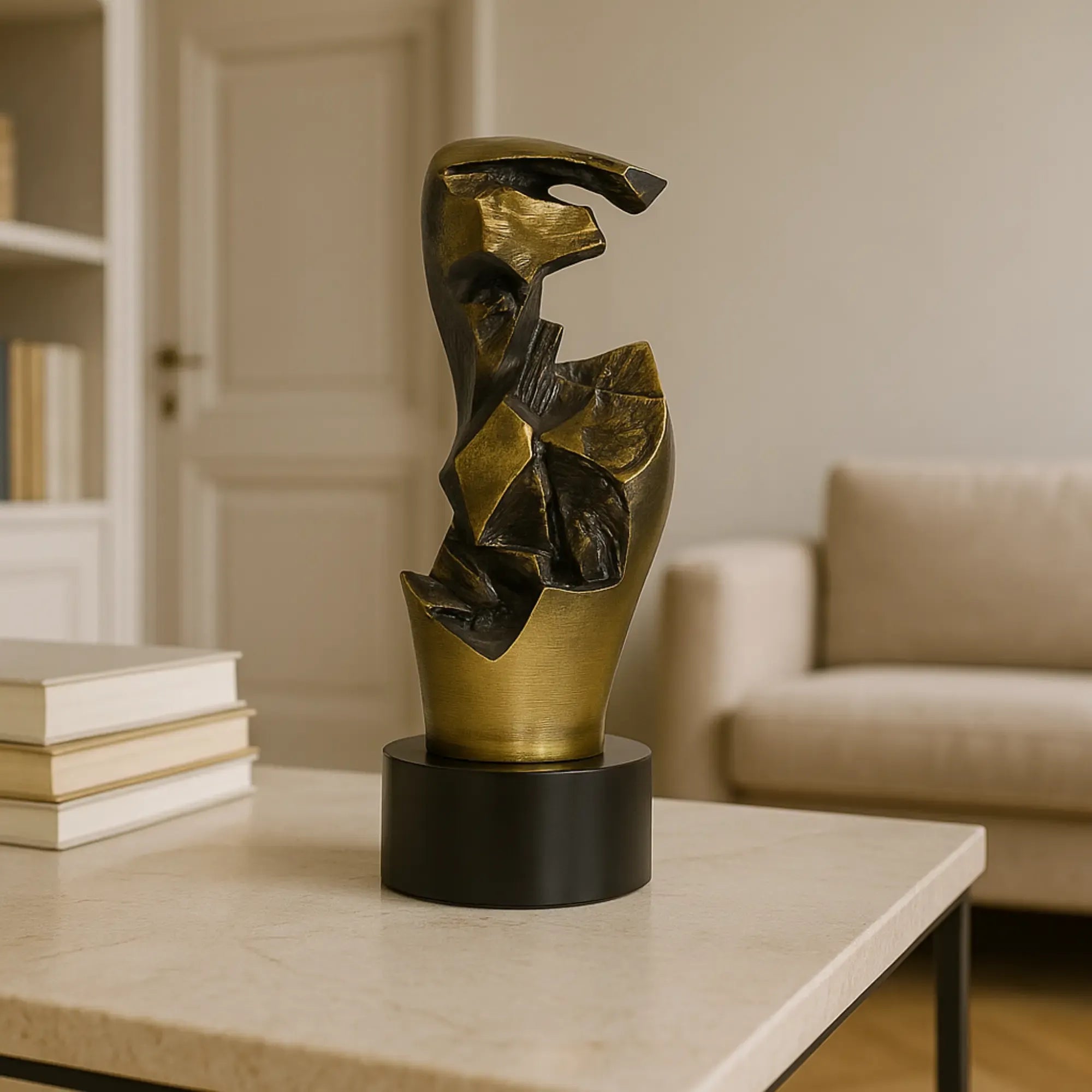 Stahlfigur - Moderne Metallskulptur - Abstraktes Deko-Objekt goldene Skulptur Eclipse