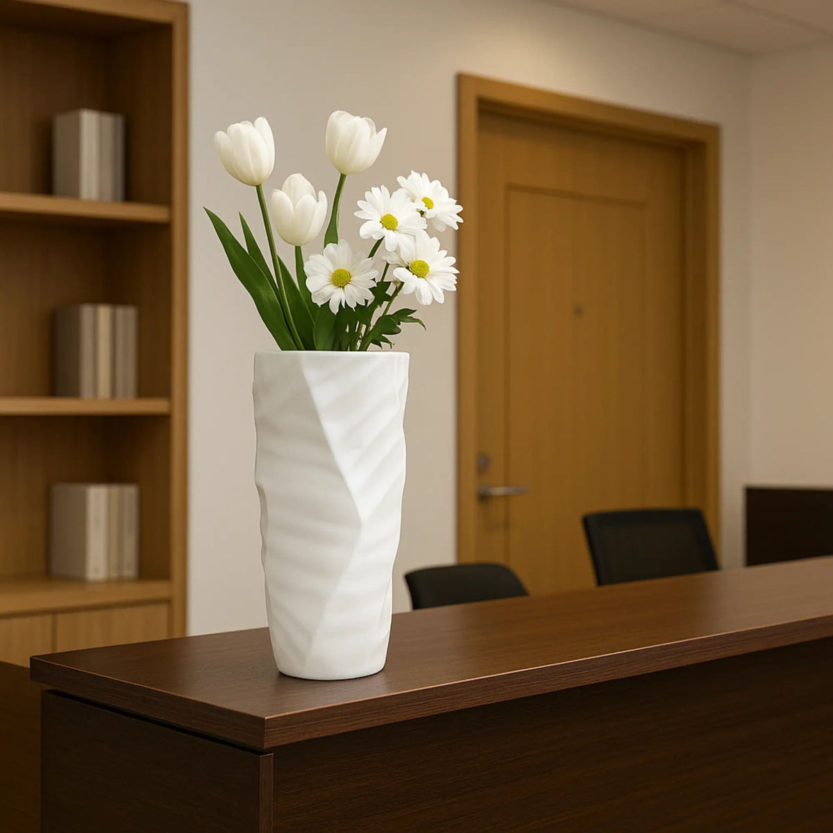 Tischvase - Keramikoptik - Große Standvase Struktur Wellenvase Vasi Duo