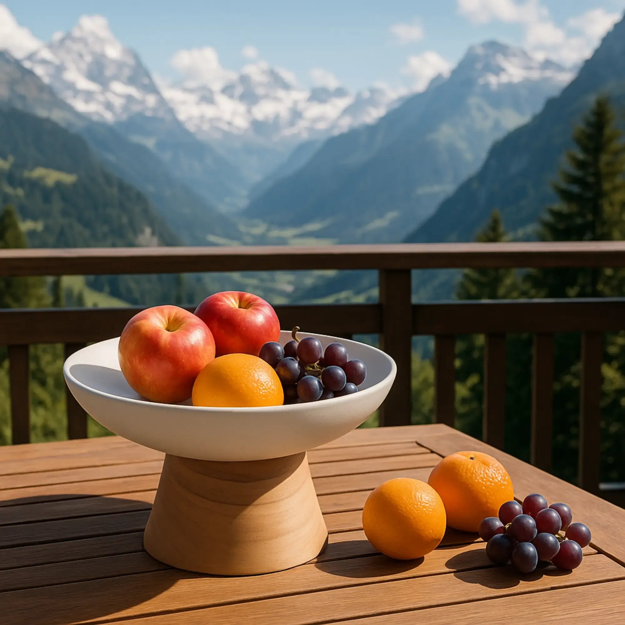 Runde-Schale - mit Holzgestell - Runde Obstschale schöne Designerschale Bol Équilibre