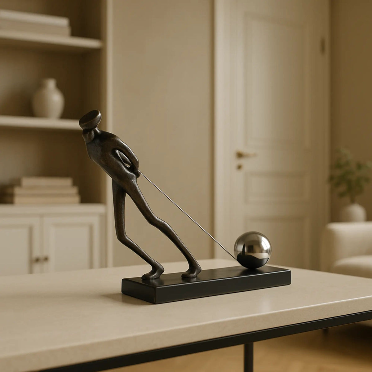 Dekofigur - symbolisch - Moderne Metallfigur Stahl Menschskulptur Persévérance