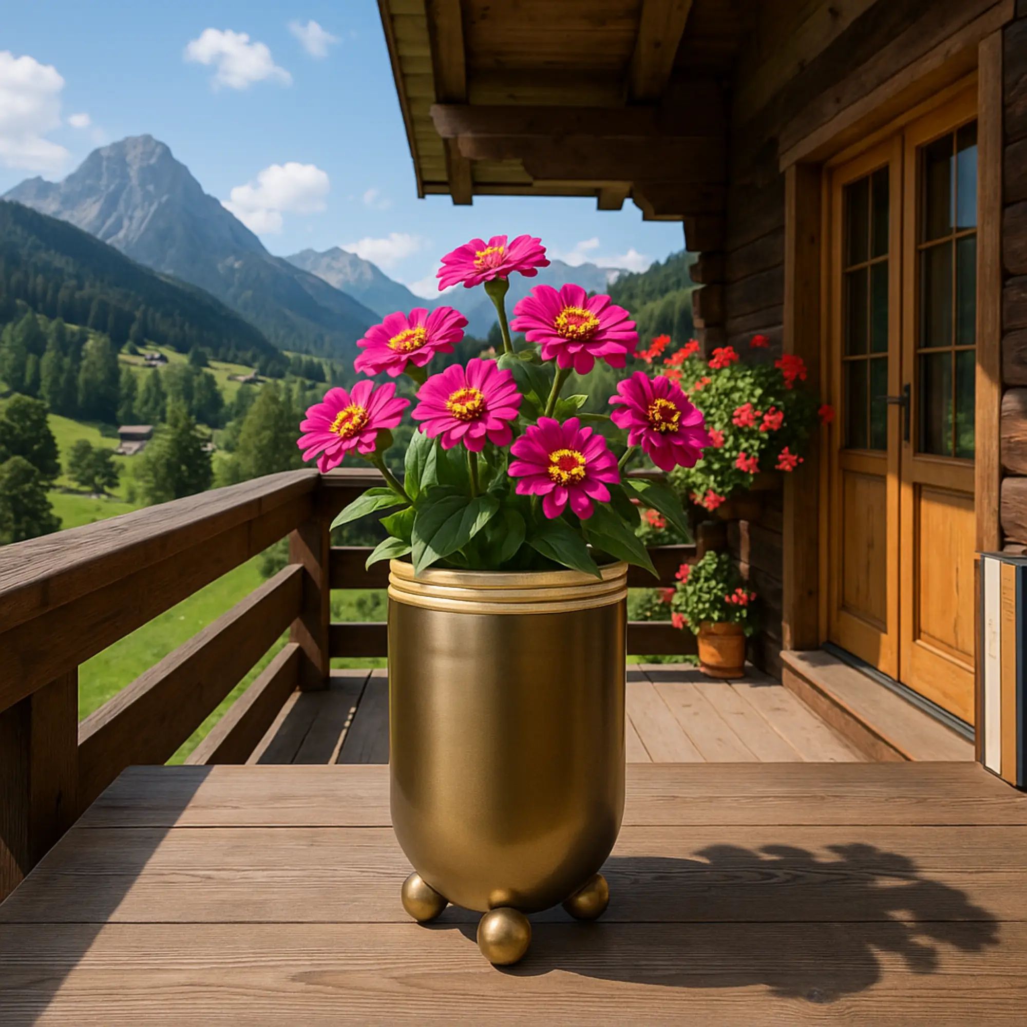 Dekovase - Bronzeoptik rund - Große Tischvase Trockenblumen-Vase Romano Default Title