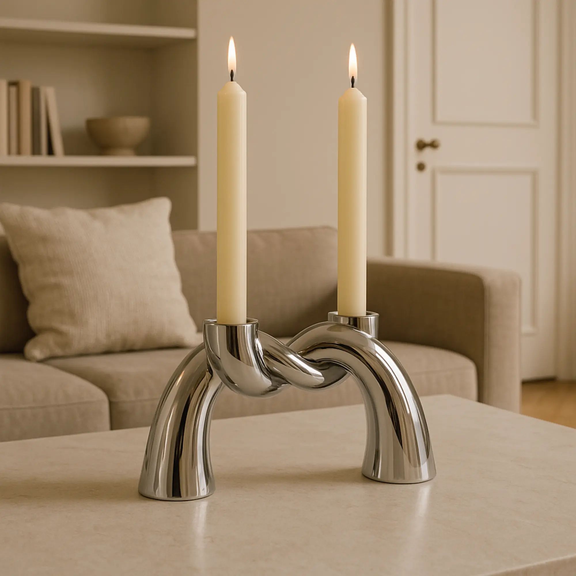 Kerzenständer - Knotendesign - Zweiarmiger Kerzenhalter Glänzender Dekokerzenständer Twist Default Title