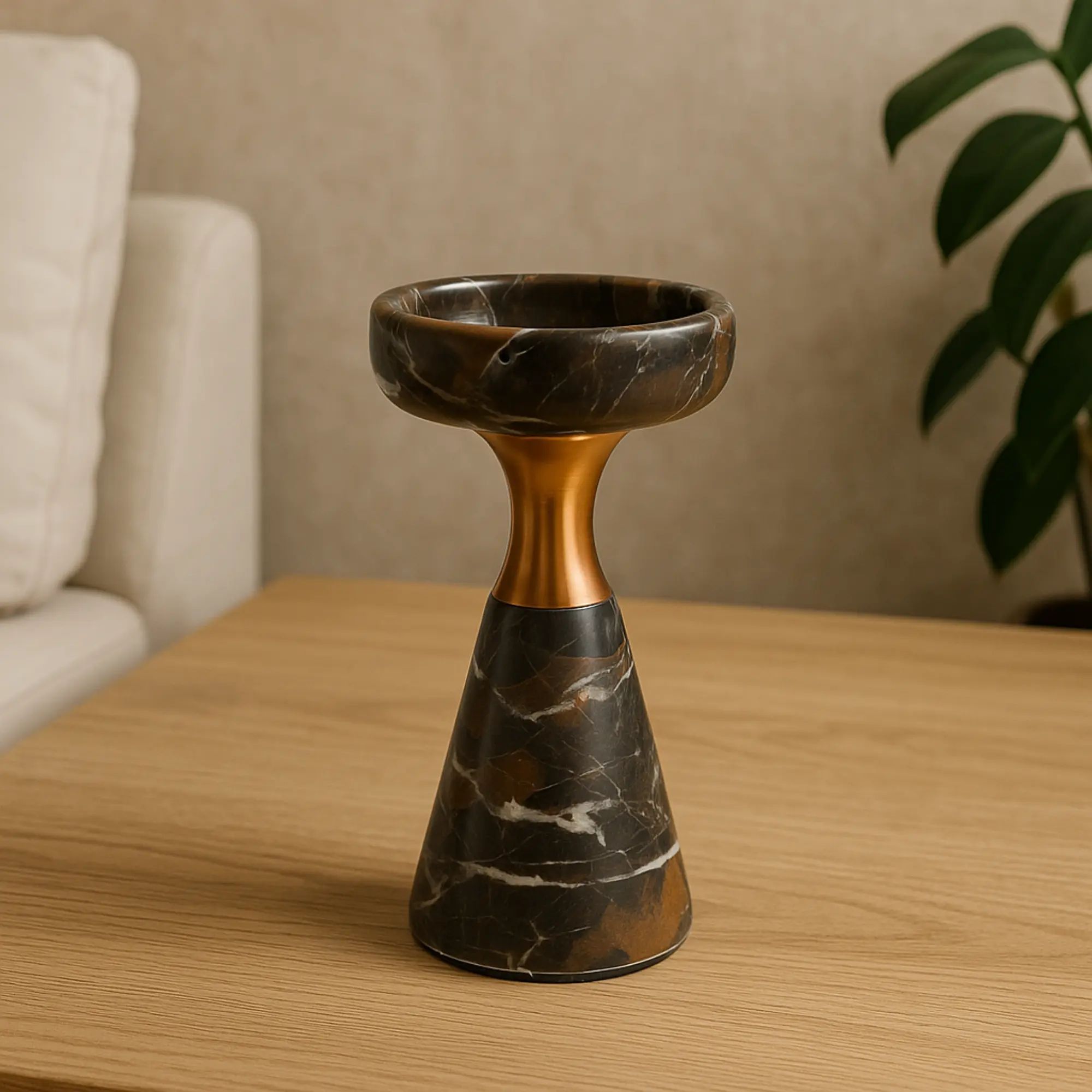 Kerzenständer - für Blockkerzen - Design Marmor-Kerzenhalter mit Goldakzent Aurora Marble Klein