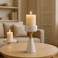 Kerzenständer - für Blockkerzen - Marmor-Kerzenhatler mit Goldakzent modern Tischdeko Lumière