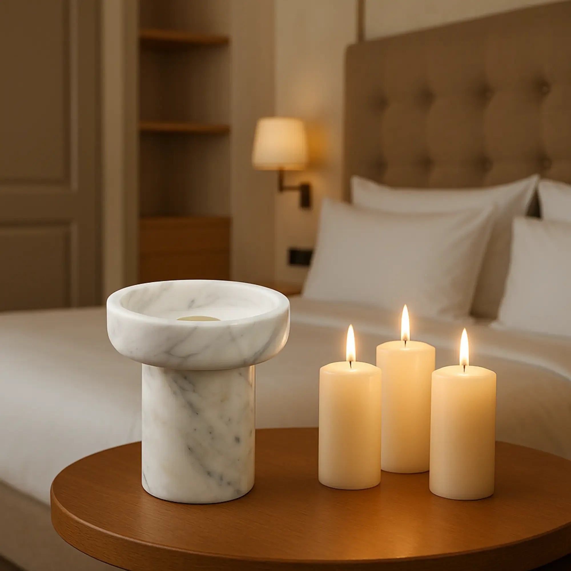 Kerzenhalter - Moderner runder Design-Kerzenständer - Massiver Kerzenständer Marbre Orbis Aurea