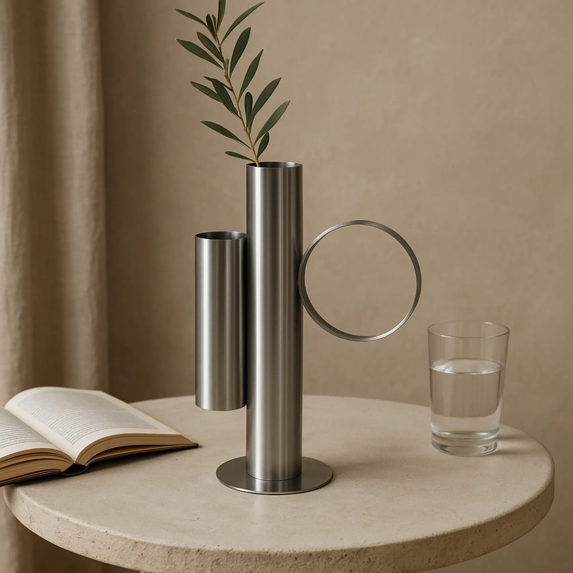 Edelstahlvase - Moderne Dekovase in skulpturaler Form - Architektonische Standvase Gemini Anello Default Title