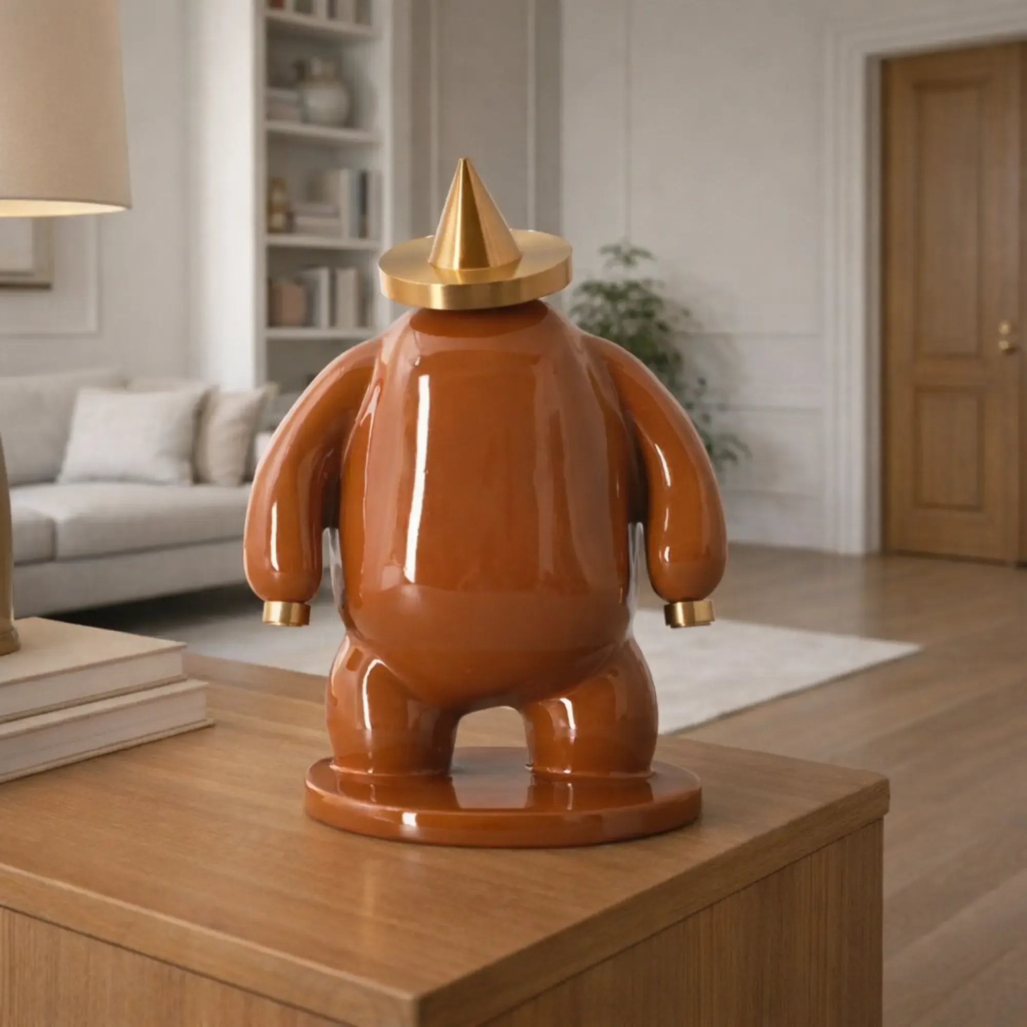 Dekofigur - Designer Pop-Art Skulptur - Skulptur Verspieltes Pop-Design Orbis Aurum Orange