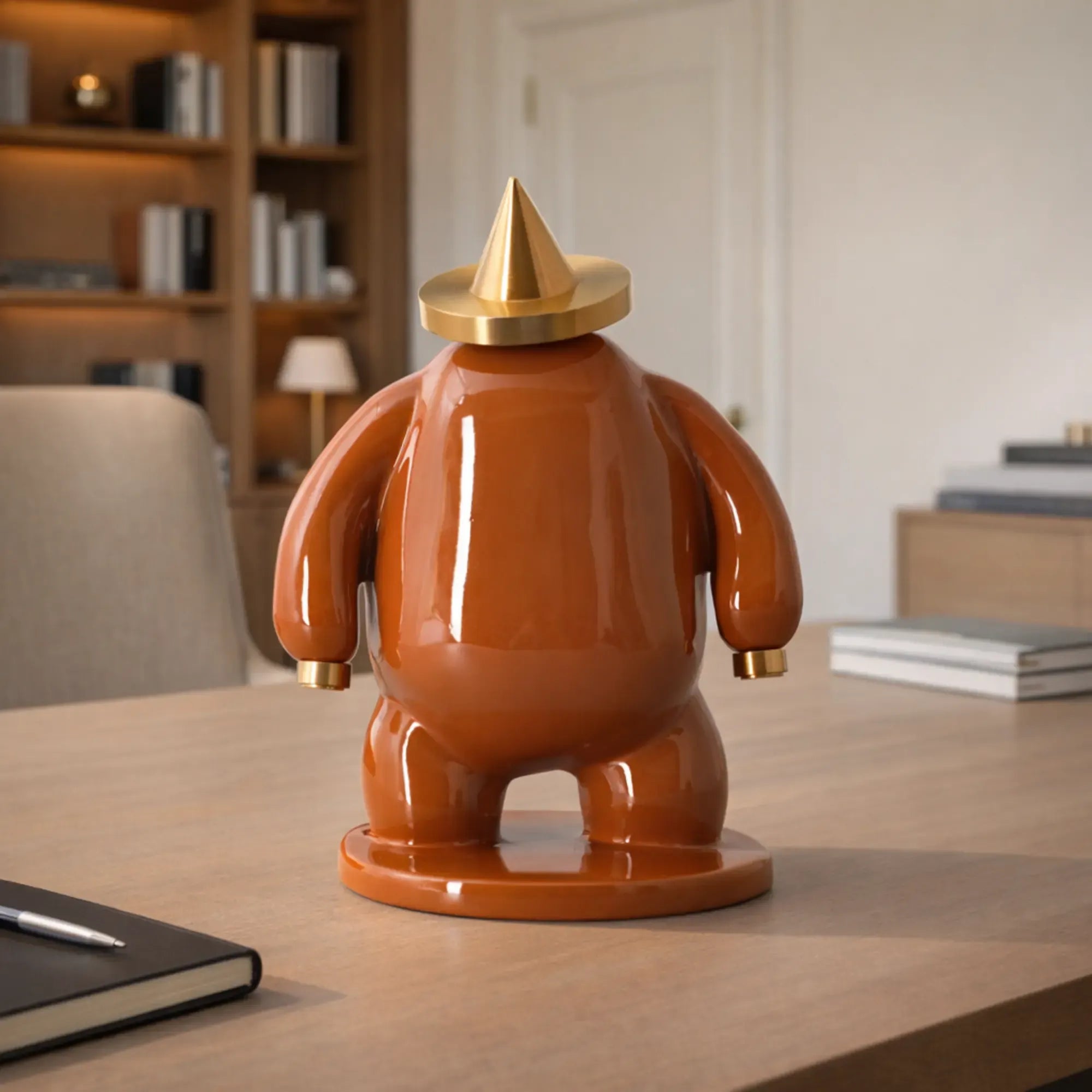 Dekofigur - Designer Pop-Art Skulptur - Skulptur Verspieltes Pop-Design Orbis Aurum Orange