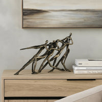 Skulptur - in Bronzeoptik - Metallskulptur Deko-Objekt Tauziehen