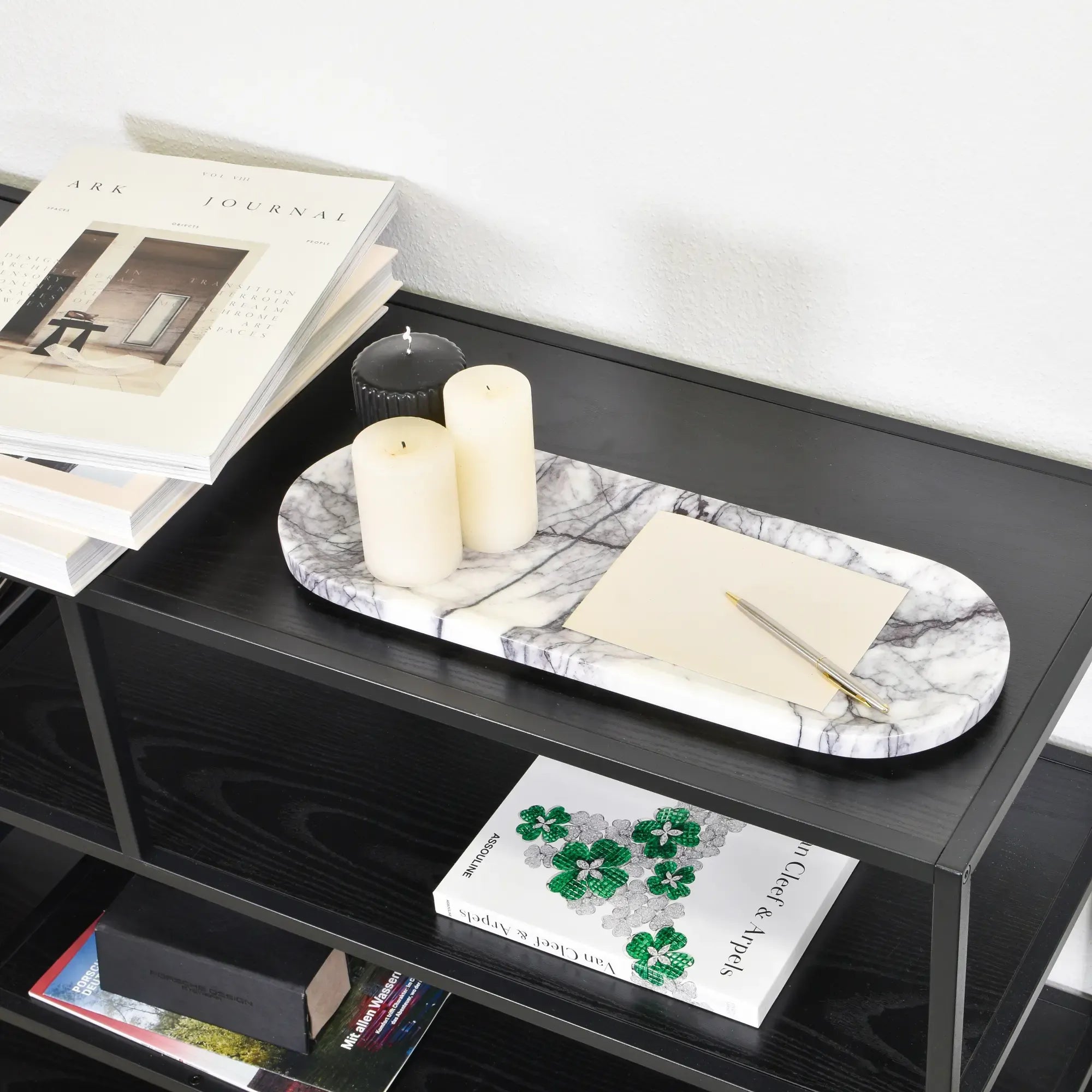 Tablett - aus Marmor - Serviertablett Dekotablett Nero Weiß