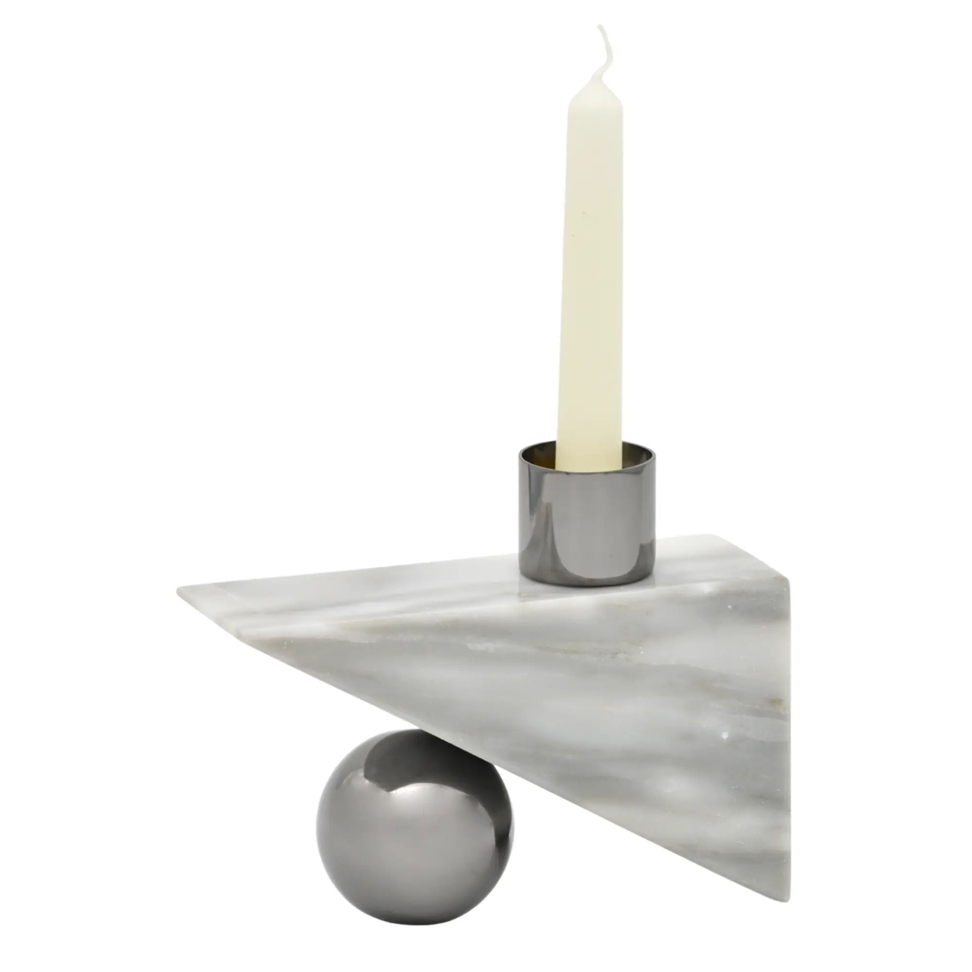 Tischvase - mit Marmorfuß - Designer Edelstahlvase moderne Marmorvase Zenith Klein