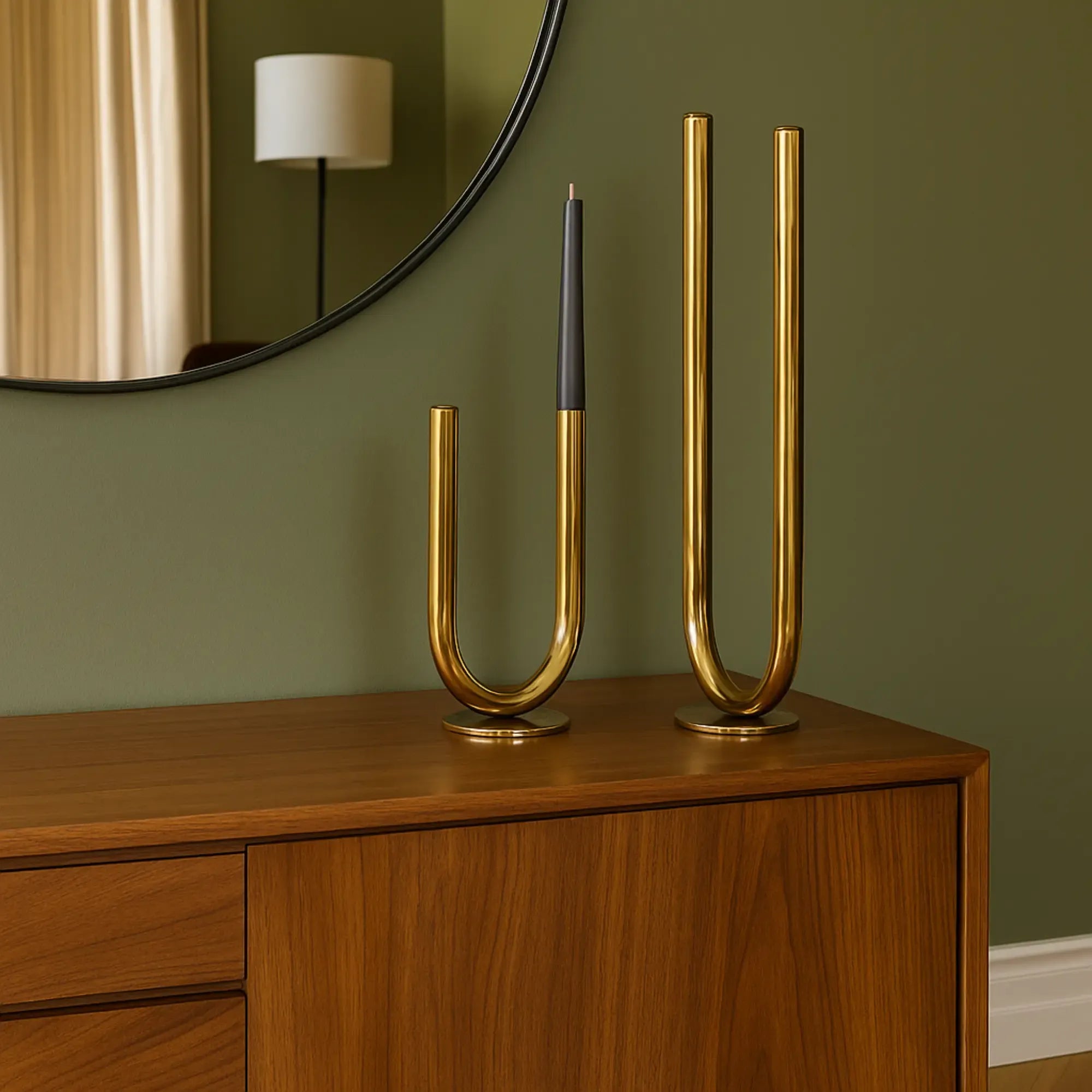 Kerzenständer-Set - U-Form Stabkerzen - Designer Kerzenhalter Leuchter Enamigi