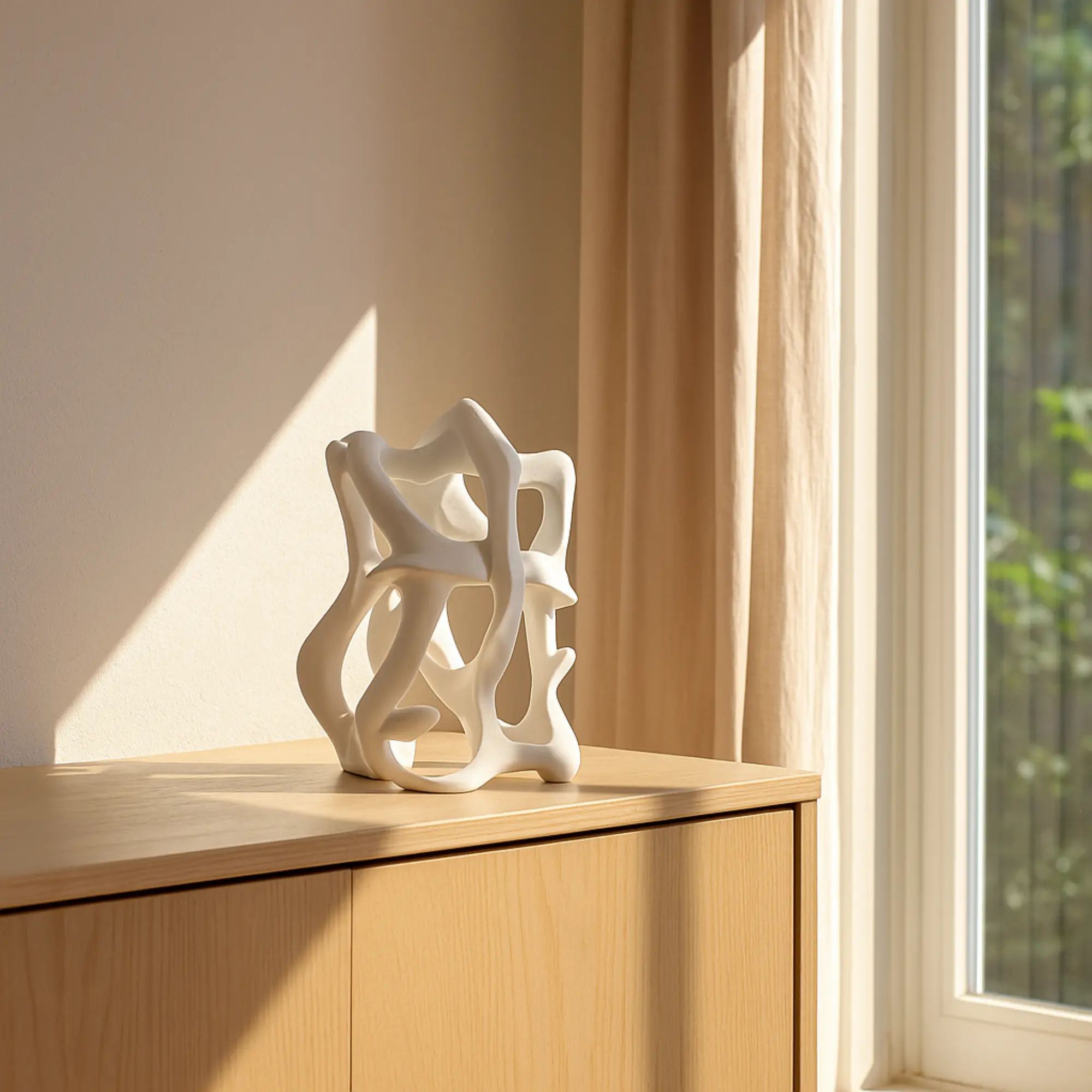 Dekoobjekt - Strukturiert - Designer Skulptur Freundschaft Weiß