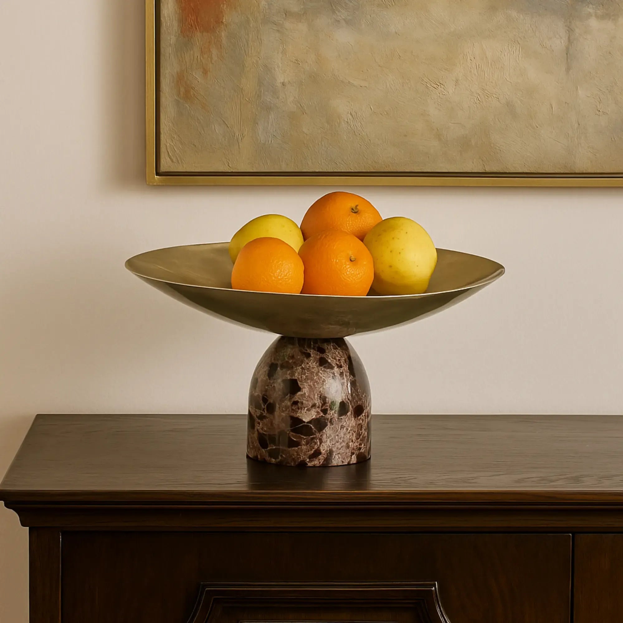 Fruchtschale - auf Marmorfuß - Servierschale Designer Obstschale Bendición