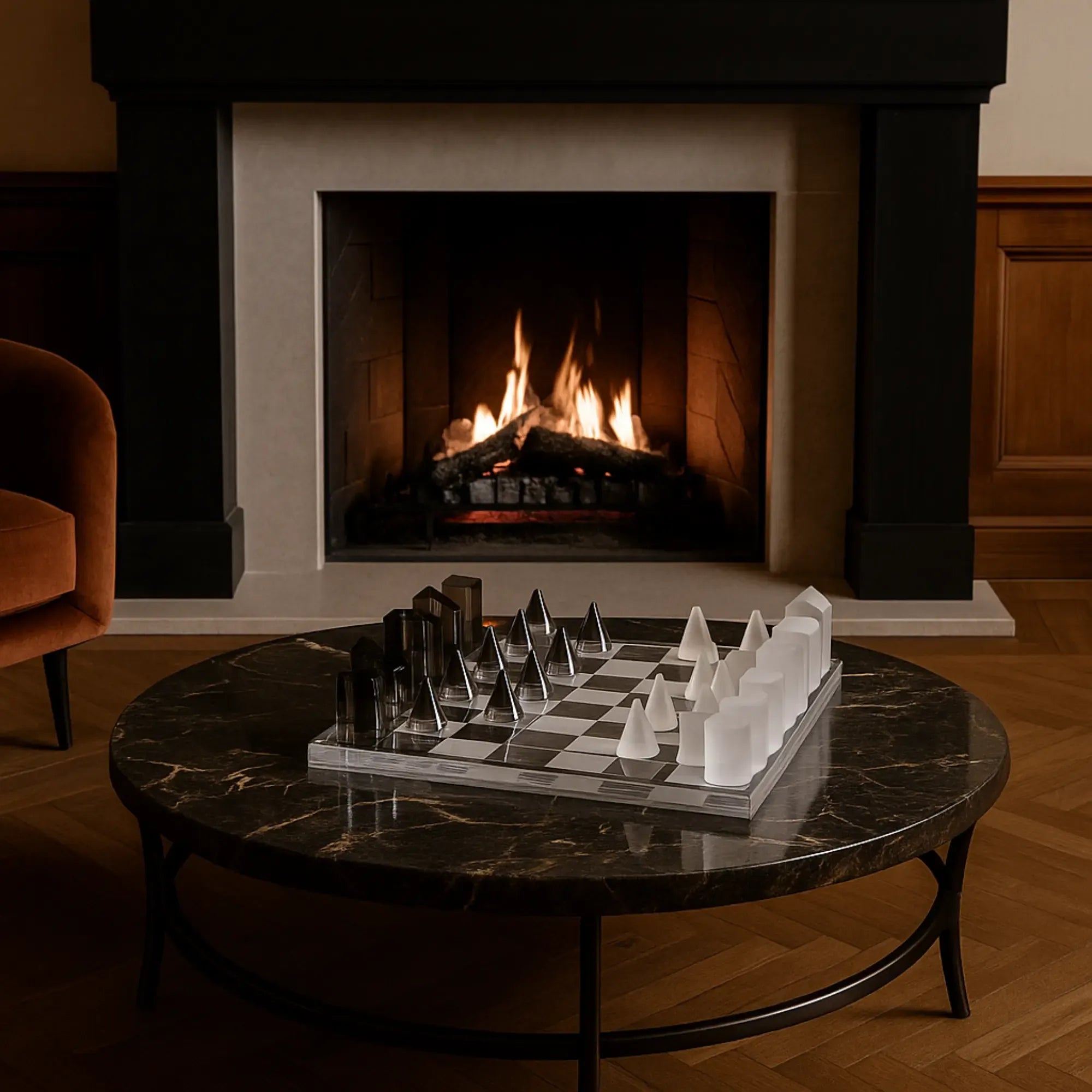 Schachspiel - aus Kristall und Acryl - Modernes Schachspiel edles Glas-Tischspiel Kristall Luxe