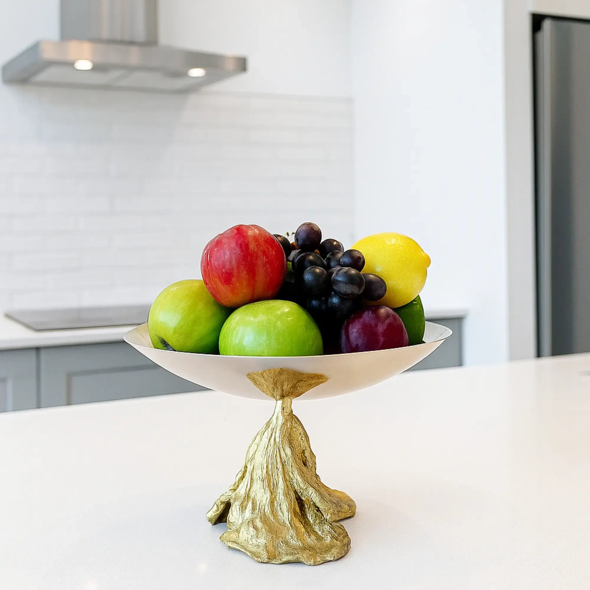 Fruchtschale - mit Goldfuß - Runde Designer Obstschale Stavro