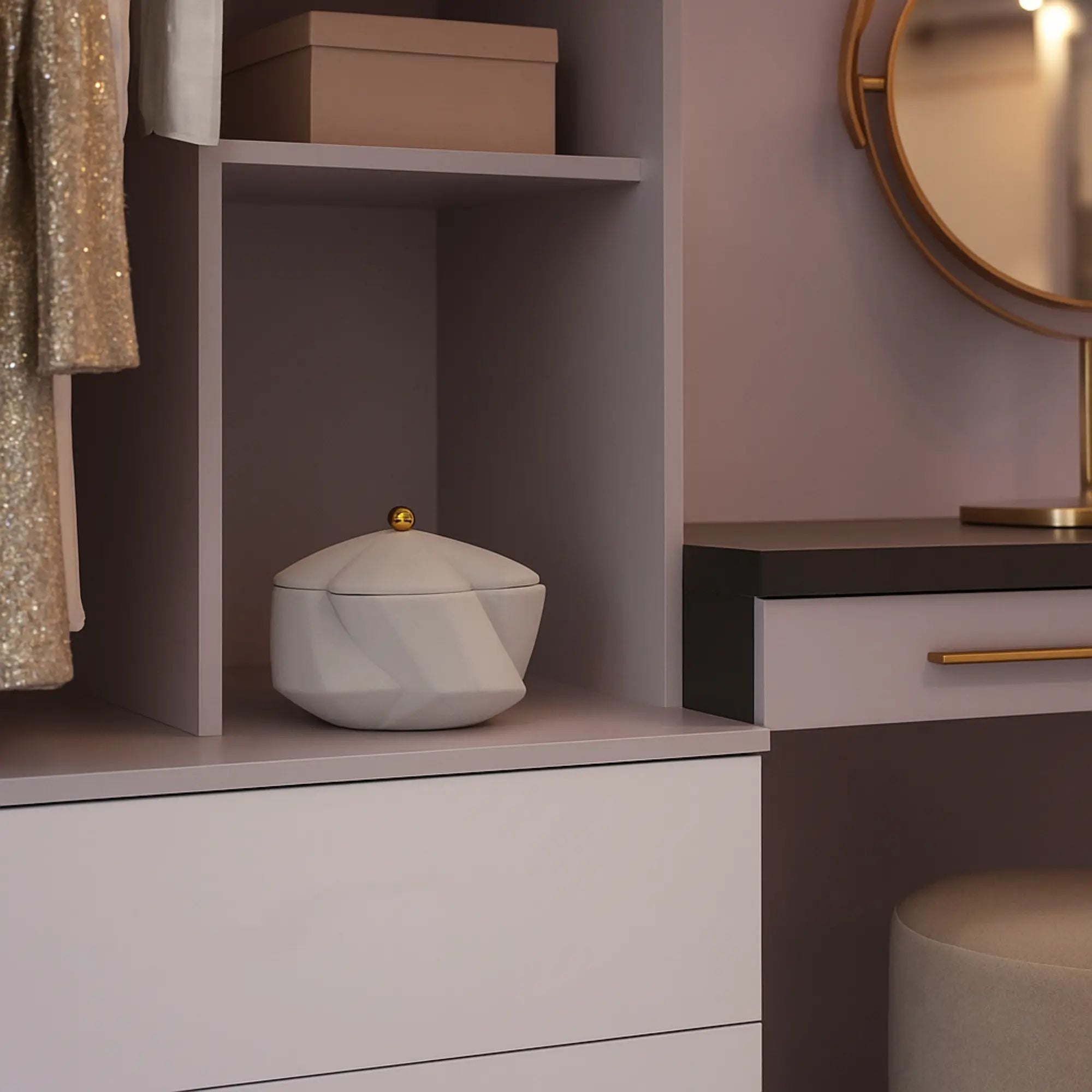 Schmuckkästchen - mit Deckel aus Samt - Blütenform Schmuckdose schöne Deko-Dose Velvet Bloom Beige
