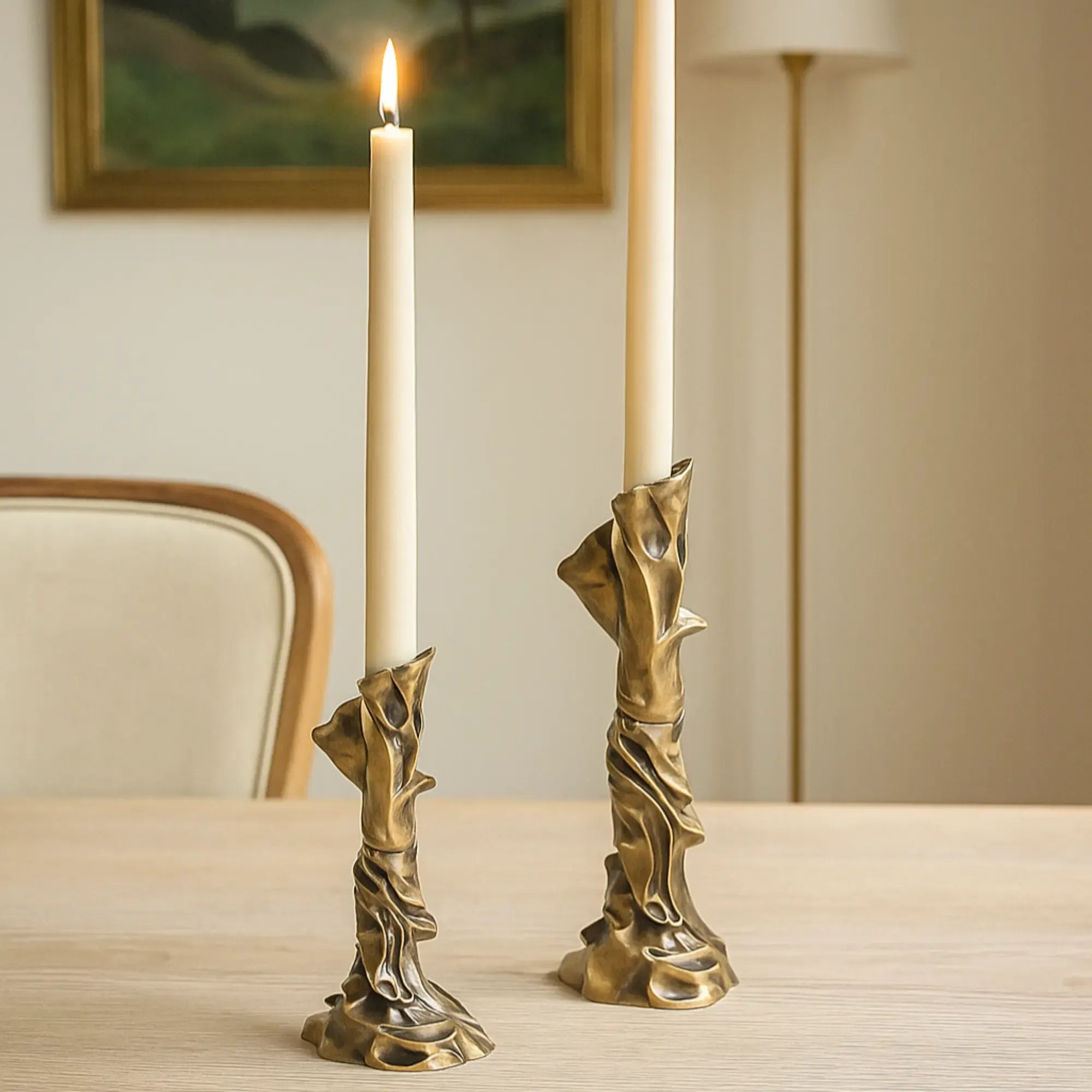 Kerzenständer - verdrehte moderne Form - Sokrates Design Kerzenhalter Stavro Bronze-Klein