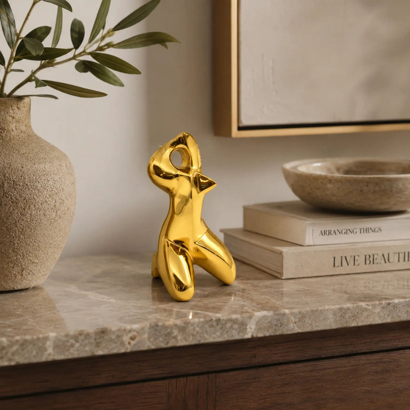 Dekofigur - Abstrakte Skulptur glänzende biomorphe Figur Danseuse Aurea