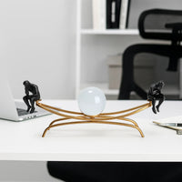Dekofigur - Zwei Denker mit Glaskugel - Abstrakte Dekoskulptur Rodin Equilibre