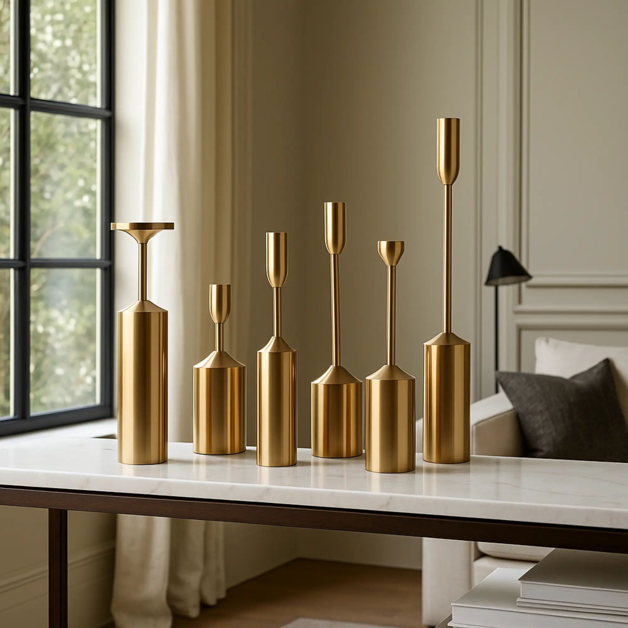Kerzenständer-Set - für Dünne und Dicke Kerzen - Design-Set Kerzenleuchter Versatil Antikgold