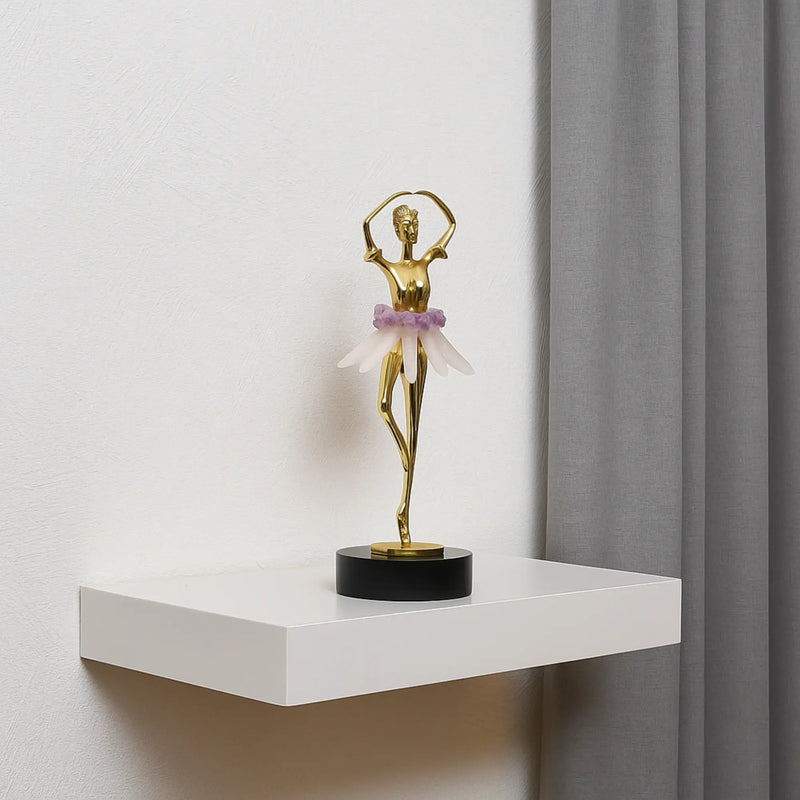 Dekofigur Ballerina – Edle Tänzerin Skulptur stehend – Regal Dekoobjekt in Gold