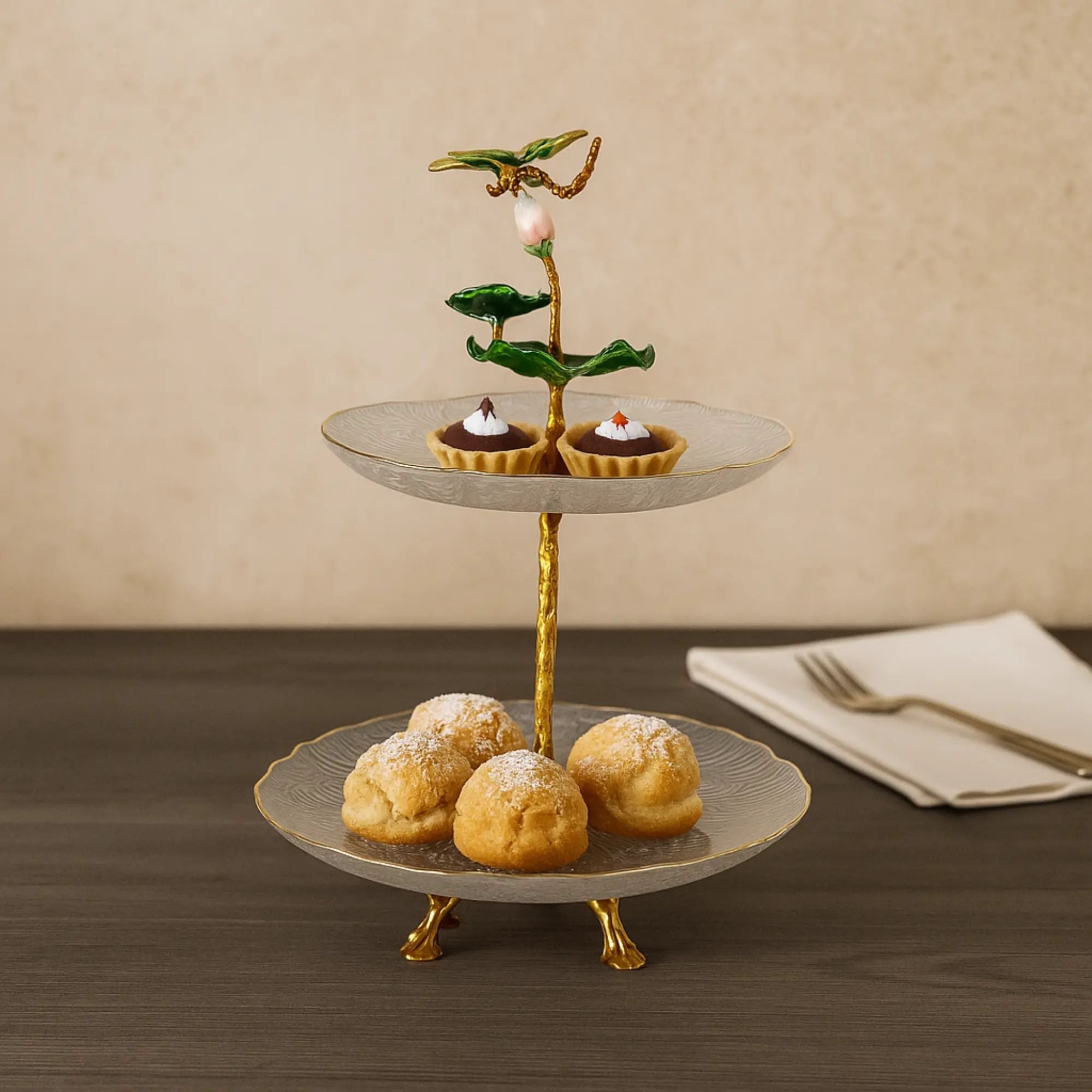 Dessertetagere - zweistufig Glas - Glasetagere klassische Etagere Libelle Default Title
