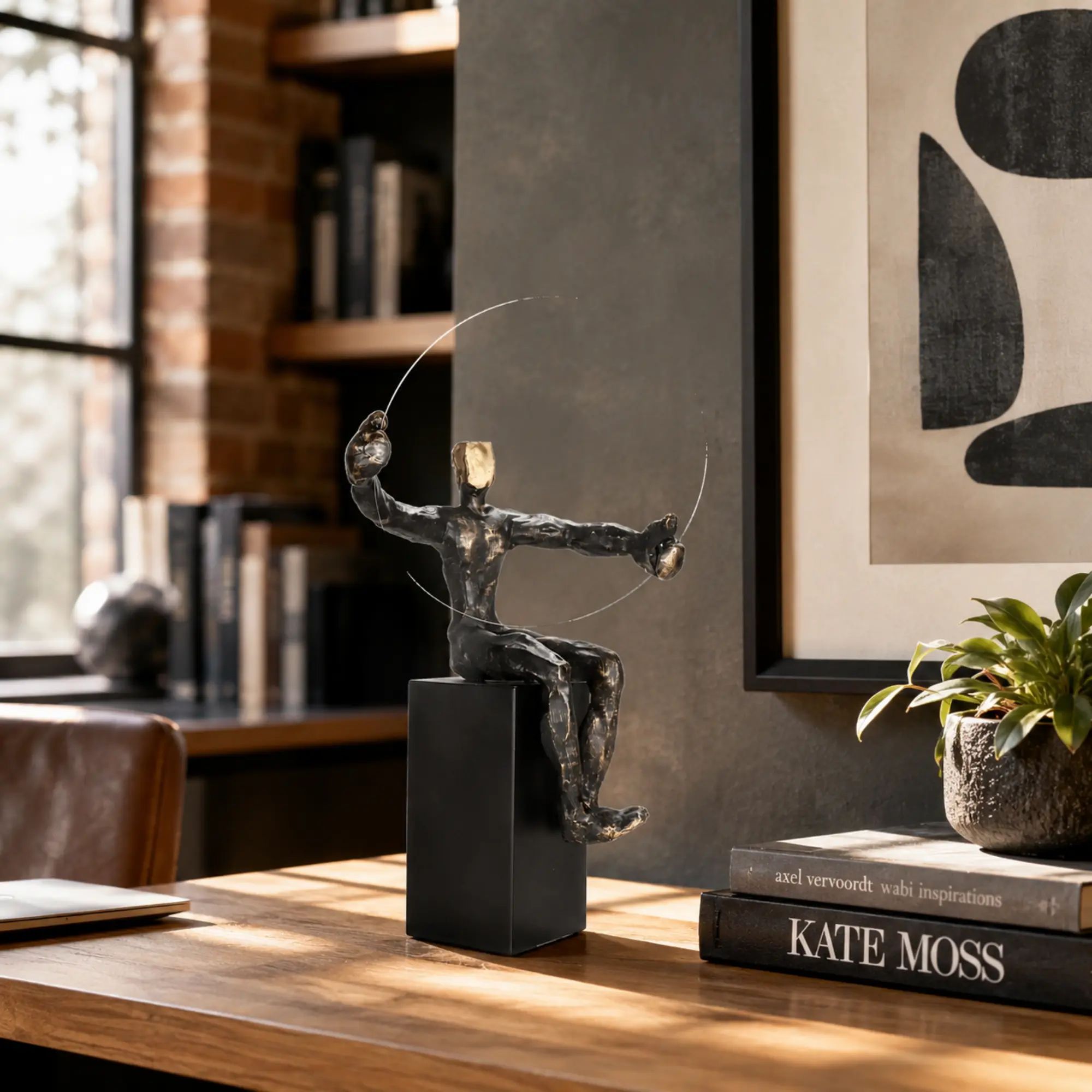 Dekofigur - sitzender Mensch - Sitzende Deko Menschfigur mit Glasscheibe Homme Éthéré Default Title
