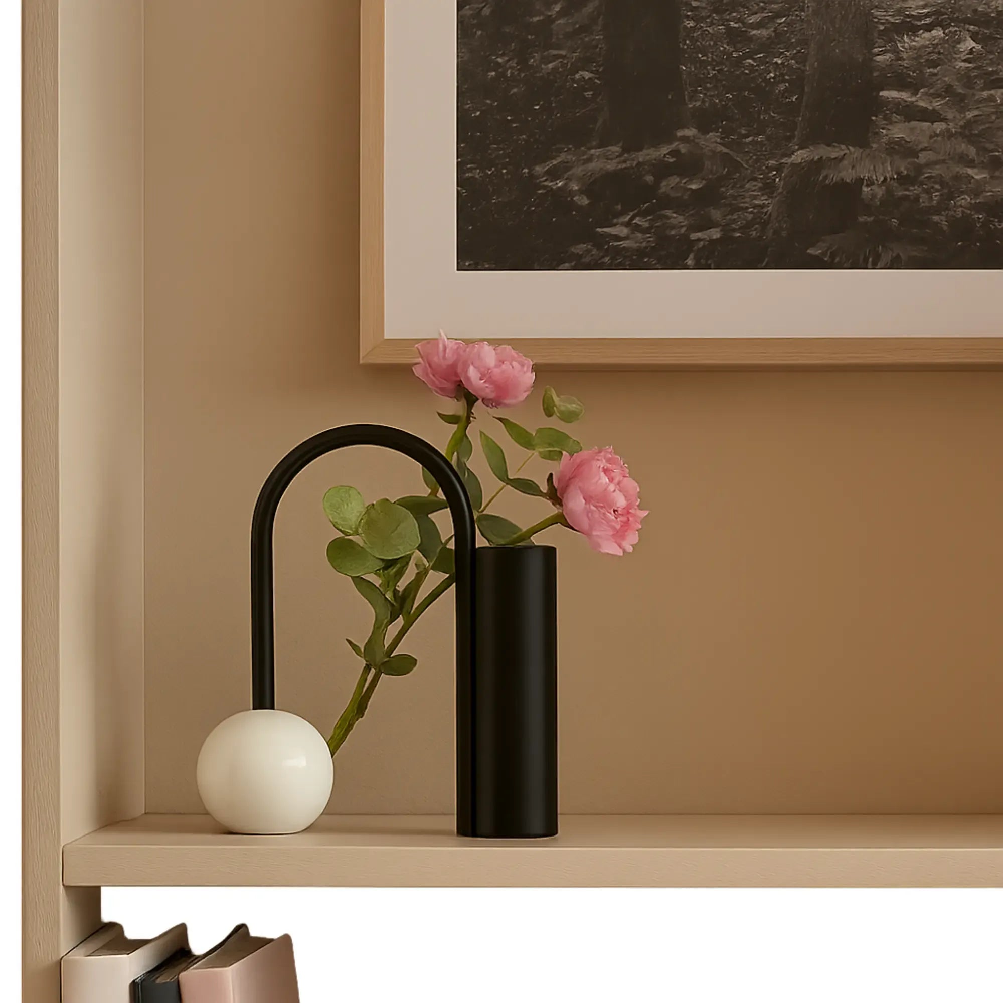 Tischvase - mit Marmor Kugelfuß - Schöne Edelstahlvase Dekorative Standvase Orb Balance Klein