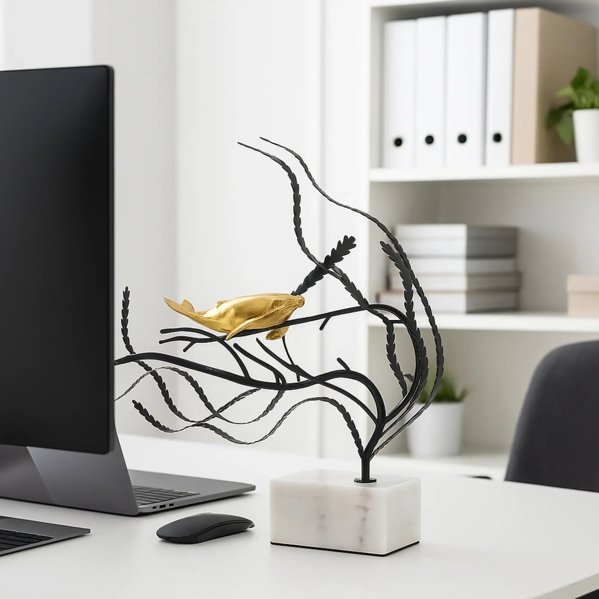 Skulptur - Meeres-Motiv - Deko-Objekt Wal Dekofigur Metall Balena Default Title