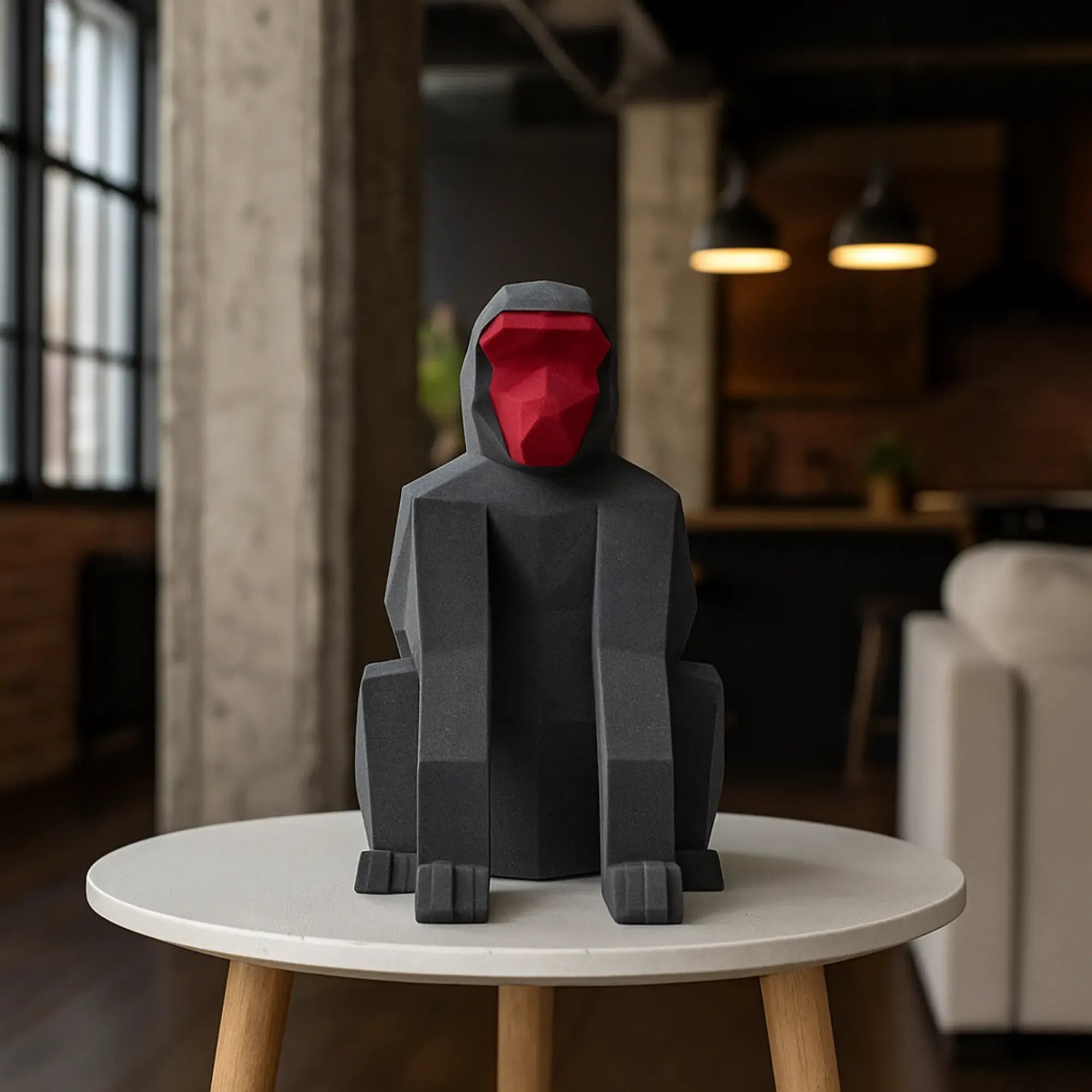 Samtfigur - Gorilla Skulptur - Deko- Designobjekt Figur aus Samt Mono