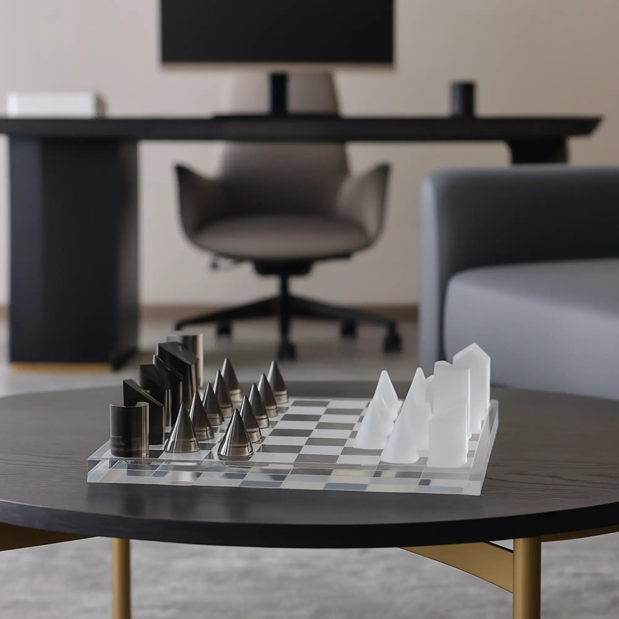 Schachspiel - aus Kristall und Acryl - Modernes Schachspiel edles Glas-Tischspiel Kristall Luxe