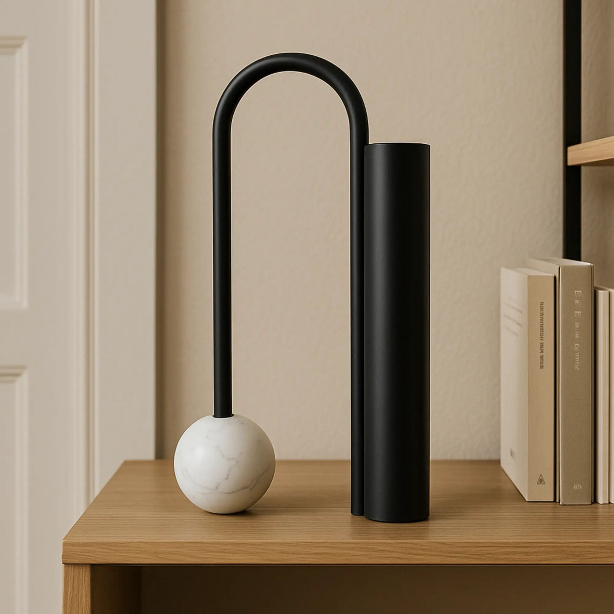 Tischvase - mit Marmor Kugelfuß - Schöne Edelstahlvase Dekorative Standvase Orb Balance