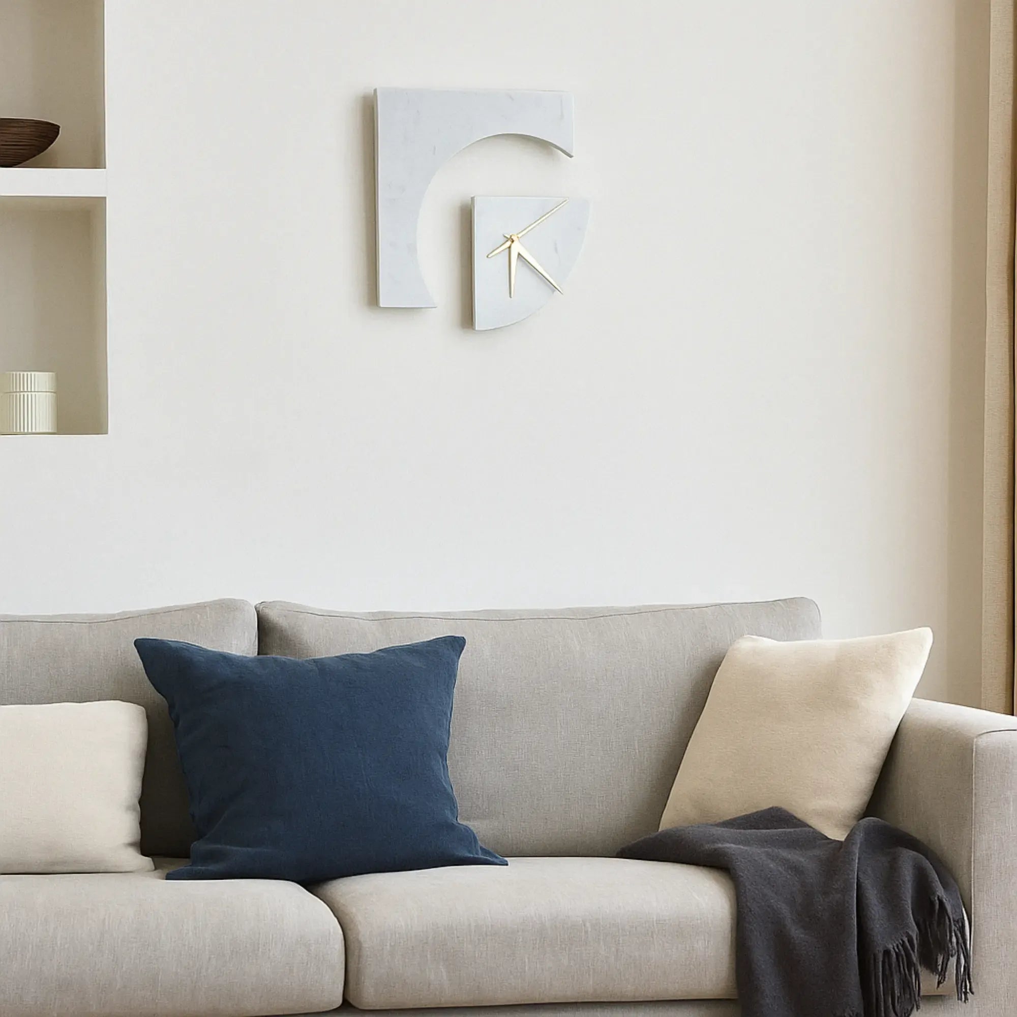 Wanduhr - zweiteilig aus Marmor Modernes Wanddeko - Goldzeiger Dekouhr Marble Time