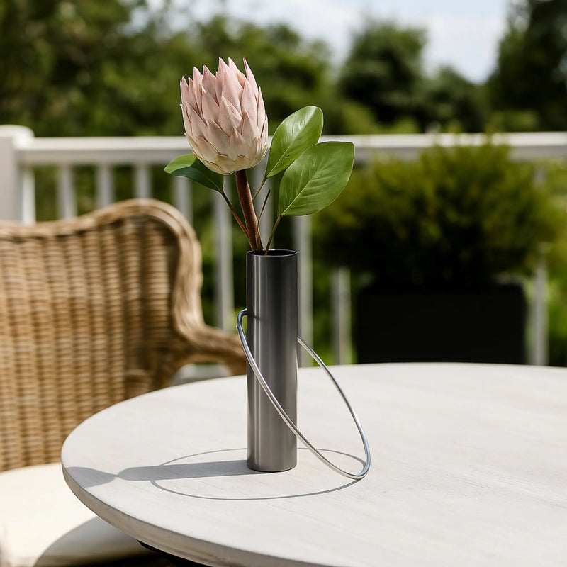 Tischvase - Zylinderform - Design Dekovase Metallvase mit Ring Équi