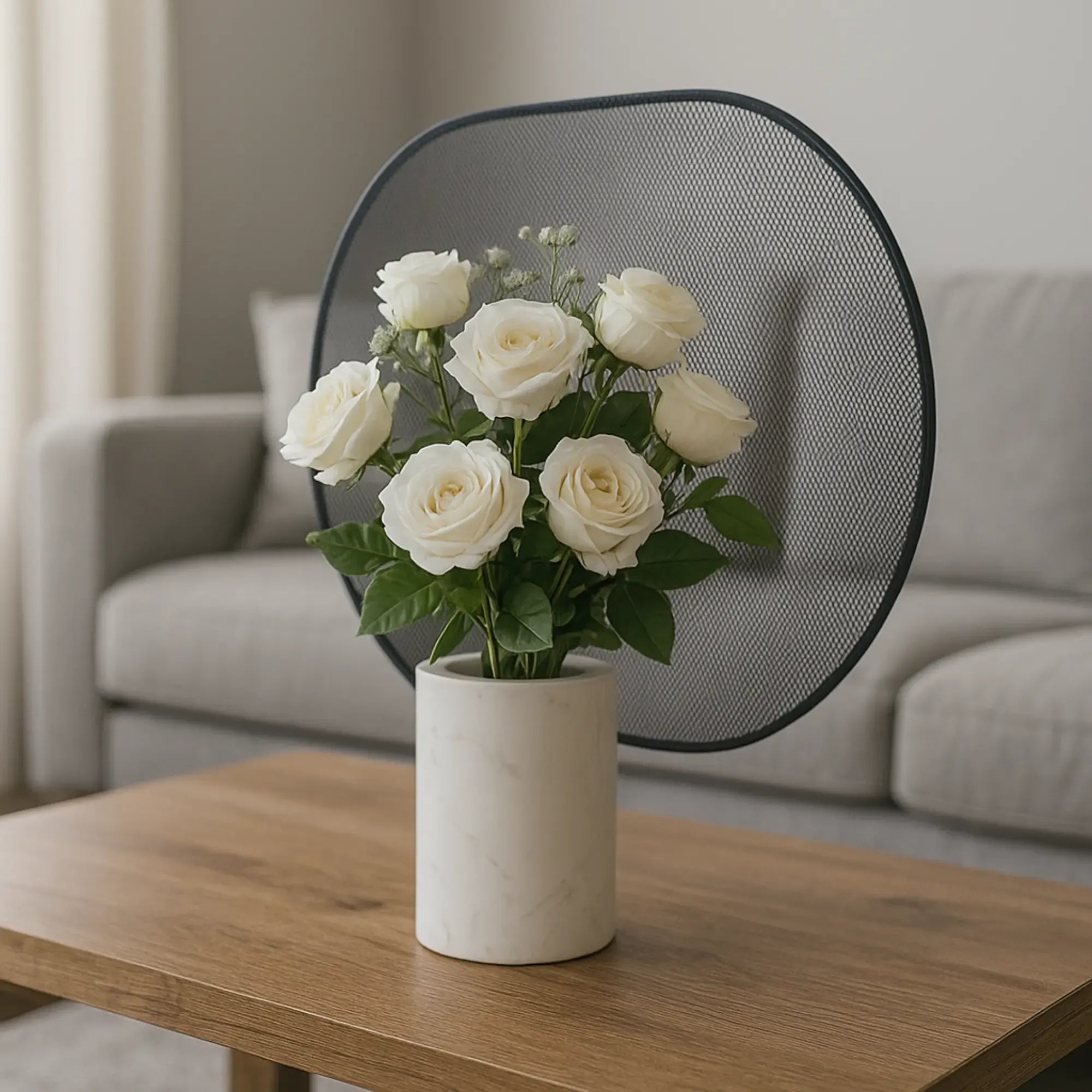 Marmorvase - rund mit Alu - Exclusive Designervase Deko Tischvase Marble Eclipse