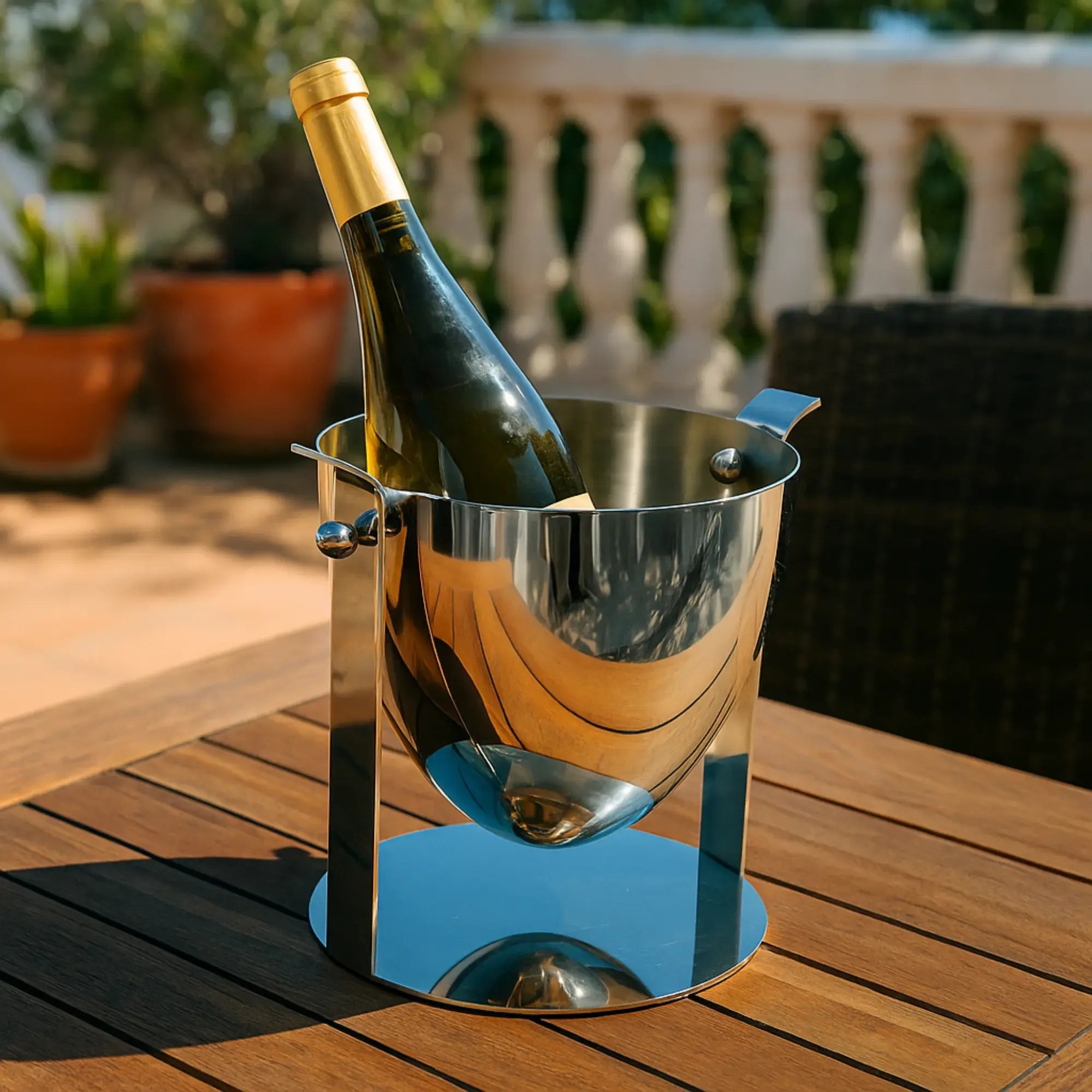 Eiseimer - Flaschenkühler - Edles Champagner-Eimer silberner Eiseimer Calme