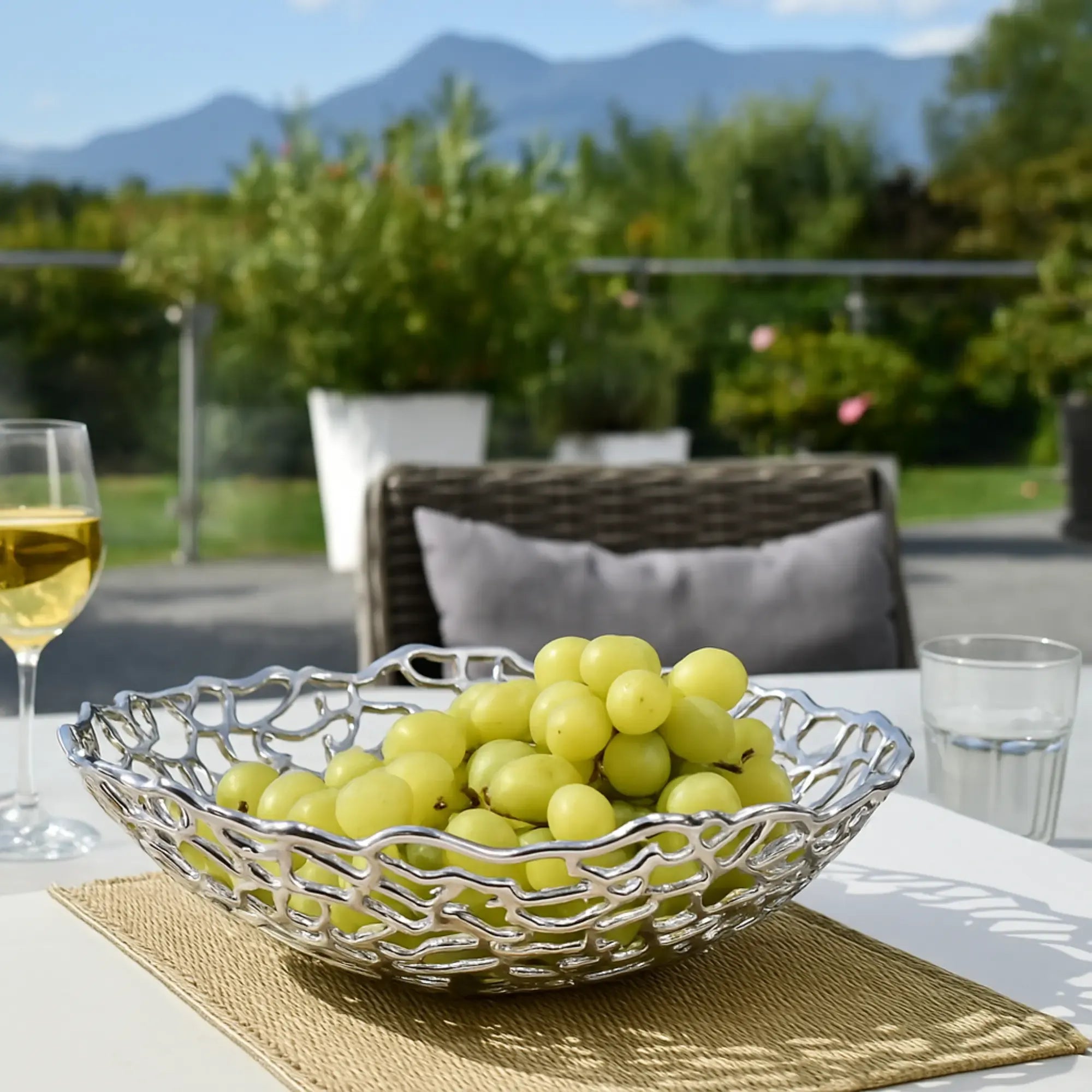 Obstschale - Korallenform - Edle Dekoschale Runde-Fruchtschale Spinnennetz Klein