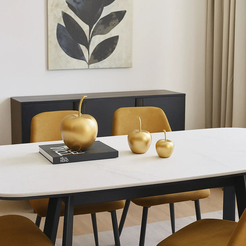 Dekoobjekt - Goldene Apfelfigur SET - Skulpturale Tischdeko Goldapfel-Set Pomme d’Or