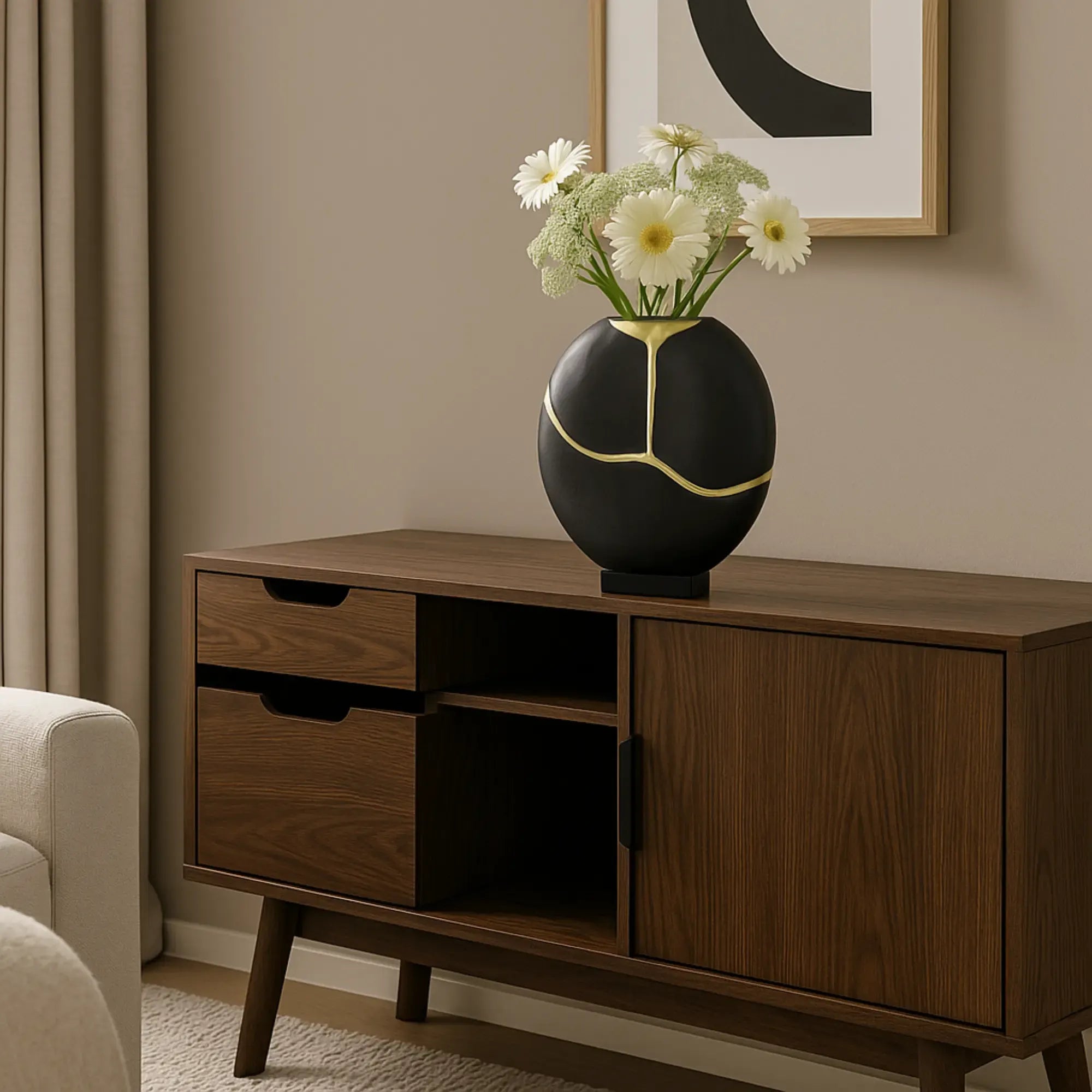 Kintsugi-Vase - Ovale-Flache - Designer Dekovase Bosfor Groß