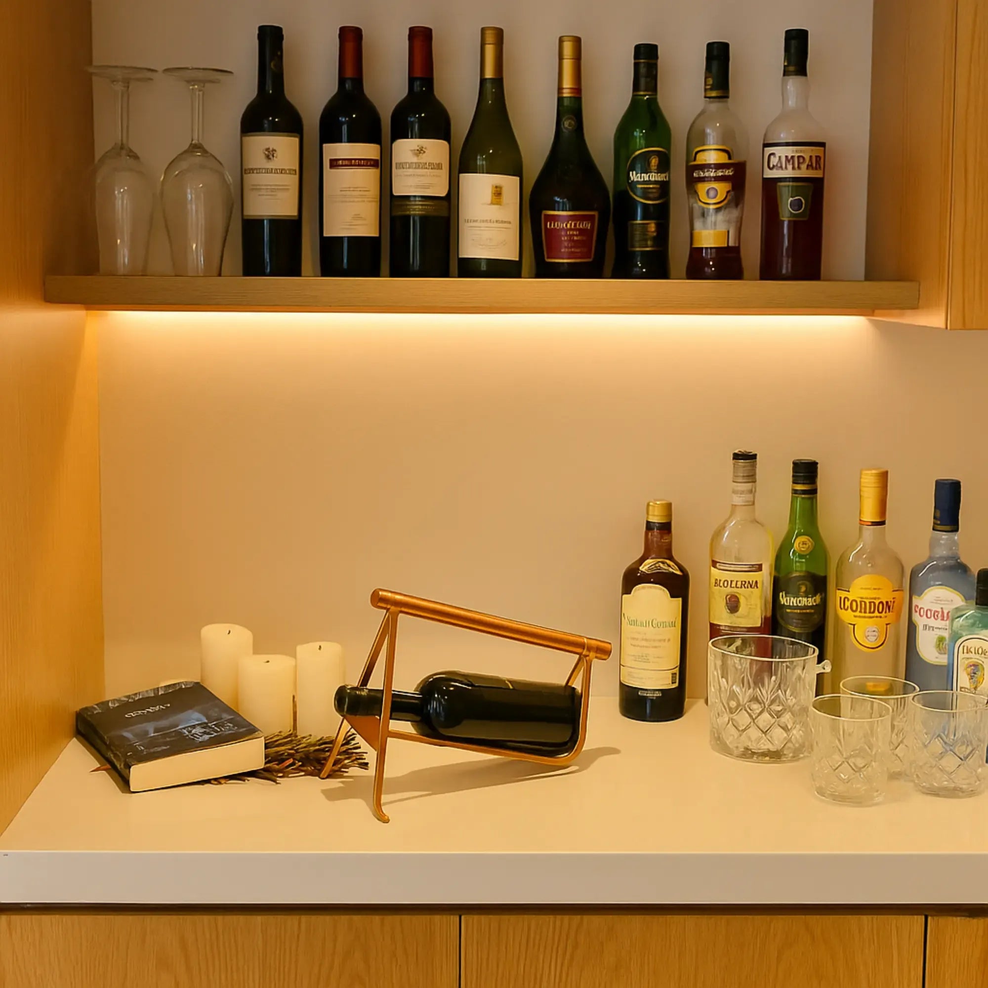 Weinhalter - für den Tisch - Flaschenhalter Modern mit Goldständer Goso